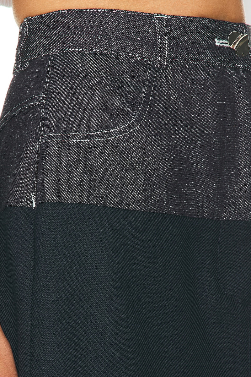 MATTHEW BRUCH Denim Combo Midi Skirt outlook