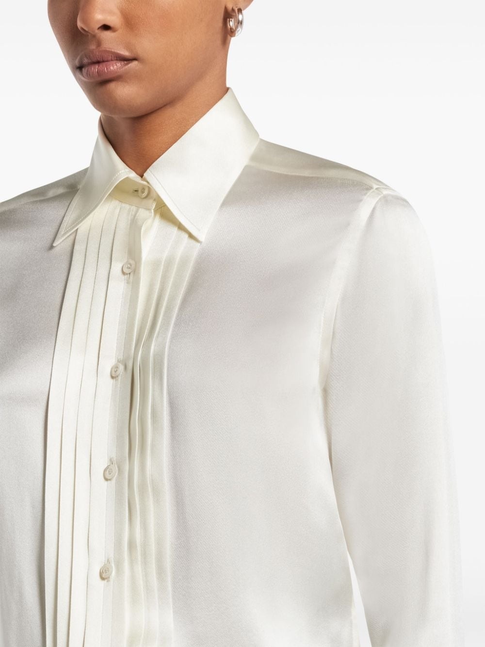 pleated silk shirt - 5