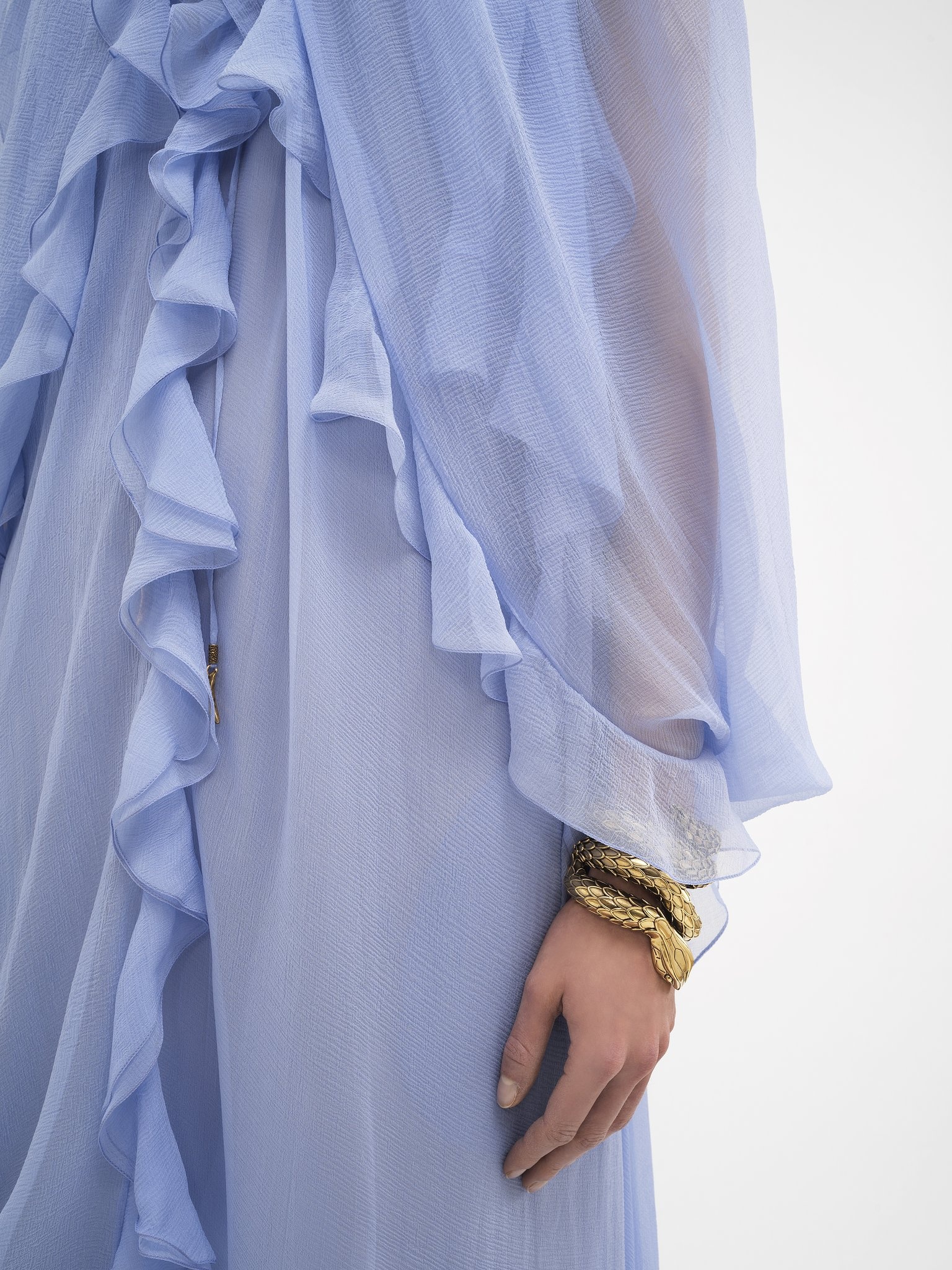 LONG CAPE DRESS IN SILK MOUSSELINE - 6
