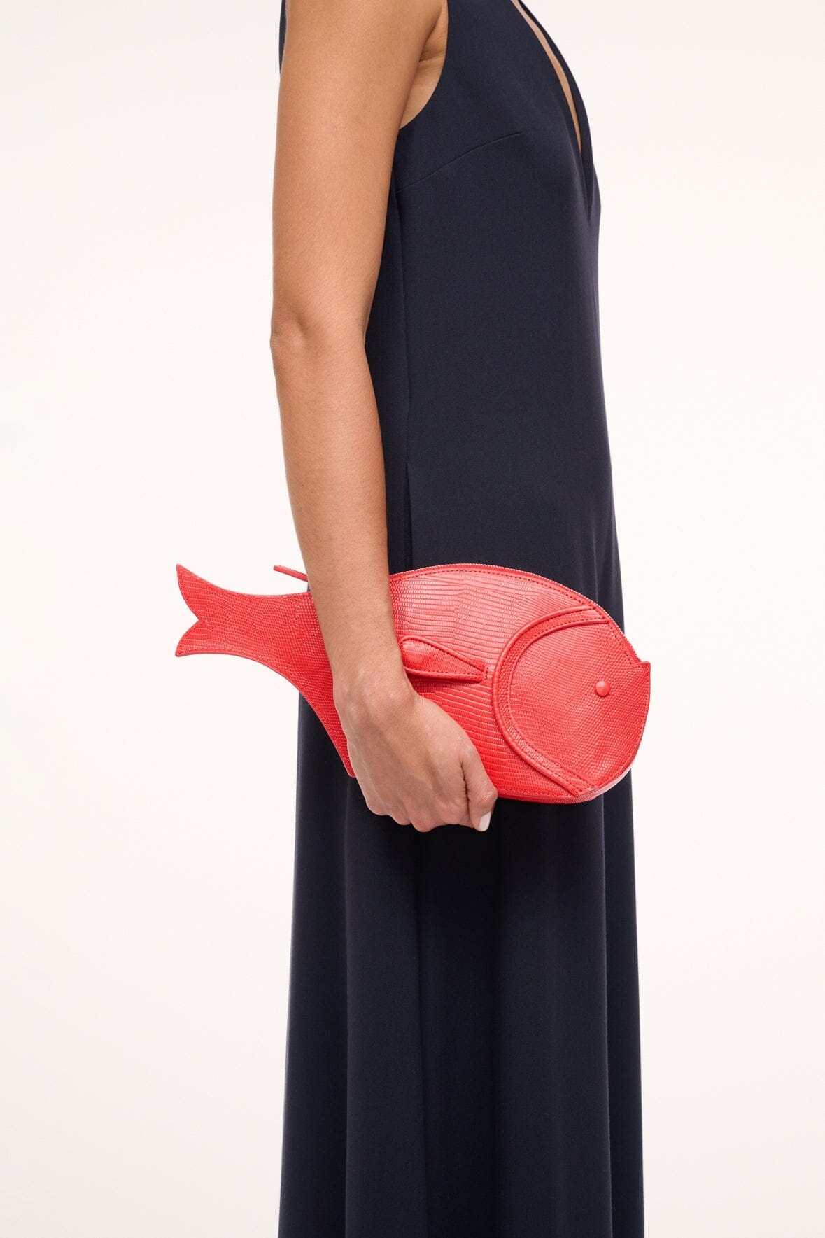 STAUD PESCE LEATHER CLUTCH RED ROSE - 2