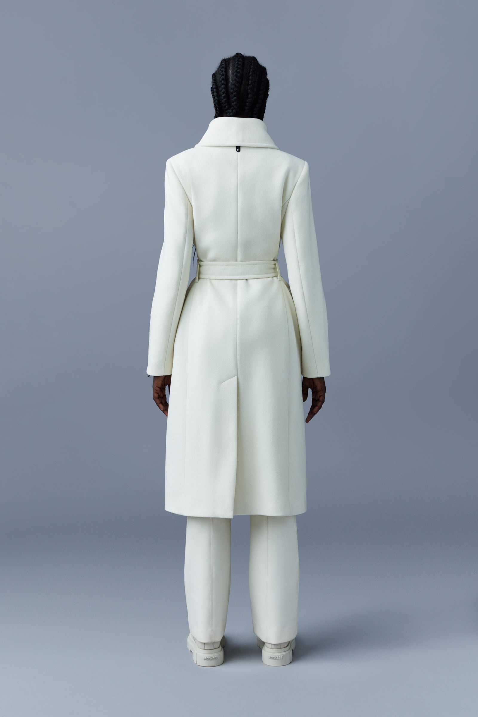 KAMILA double face wool and cashmerel coat with sash belt - 4