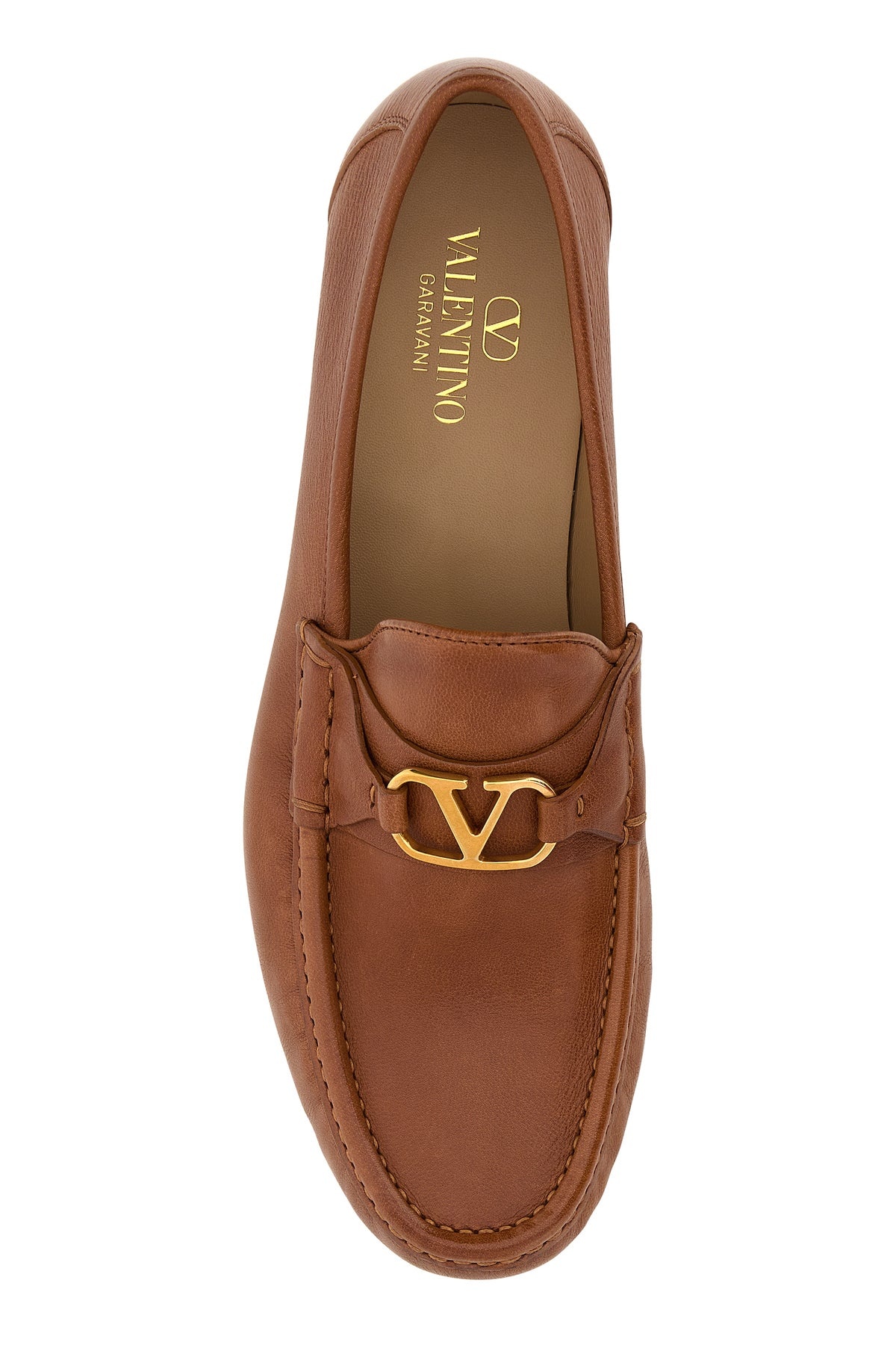 Caramel leather VLogo loafers - 4