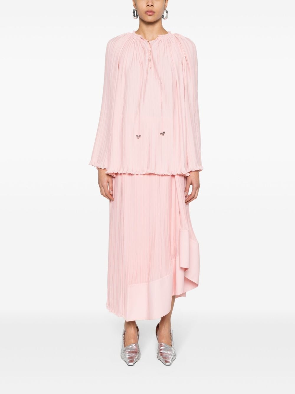 long-sleeve pleated blouse - 2