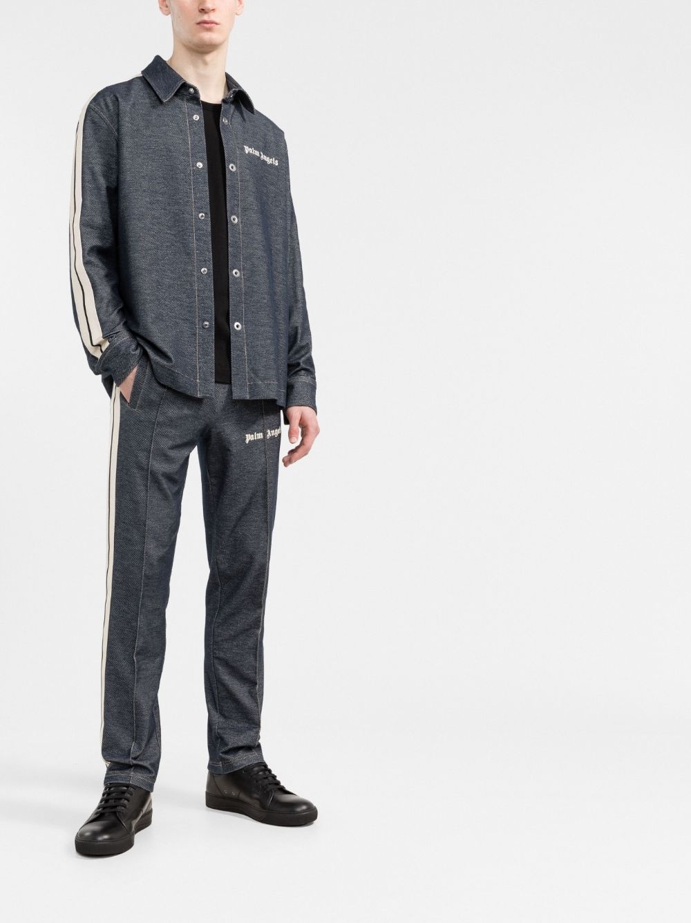 denim-effect track shirt - 2