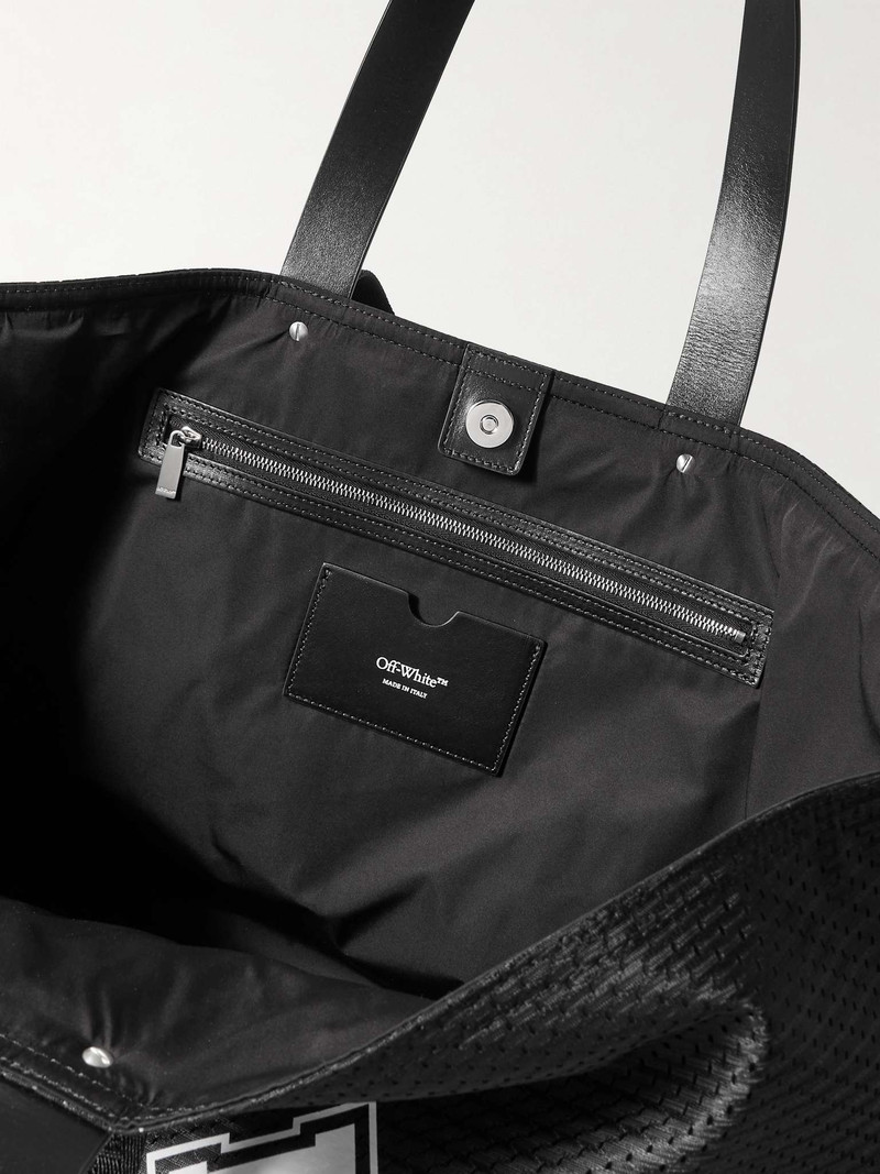 Leather and Webbing-Trimmed Printed Mesh Tote 3