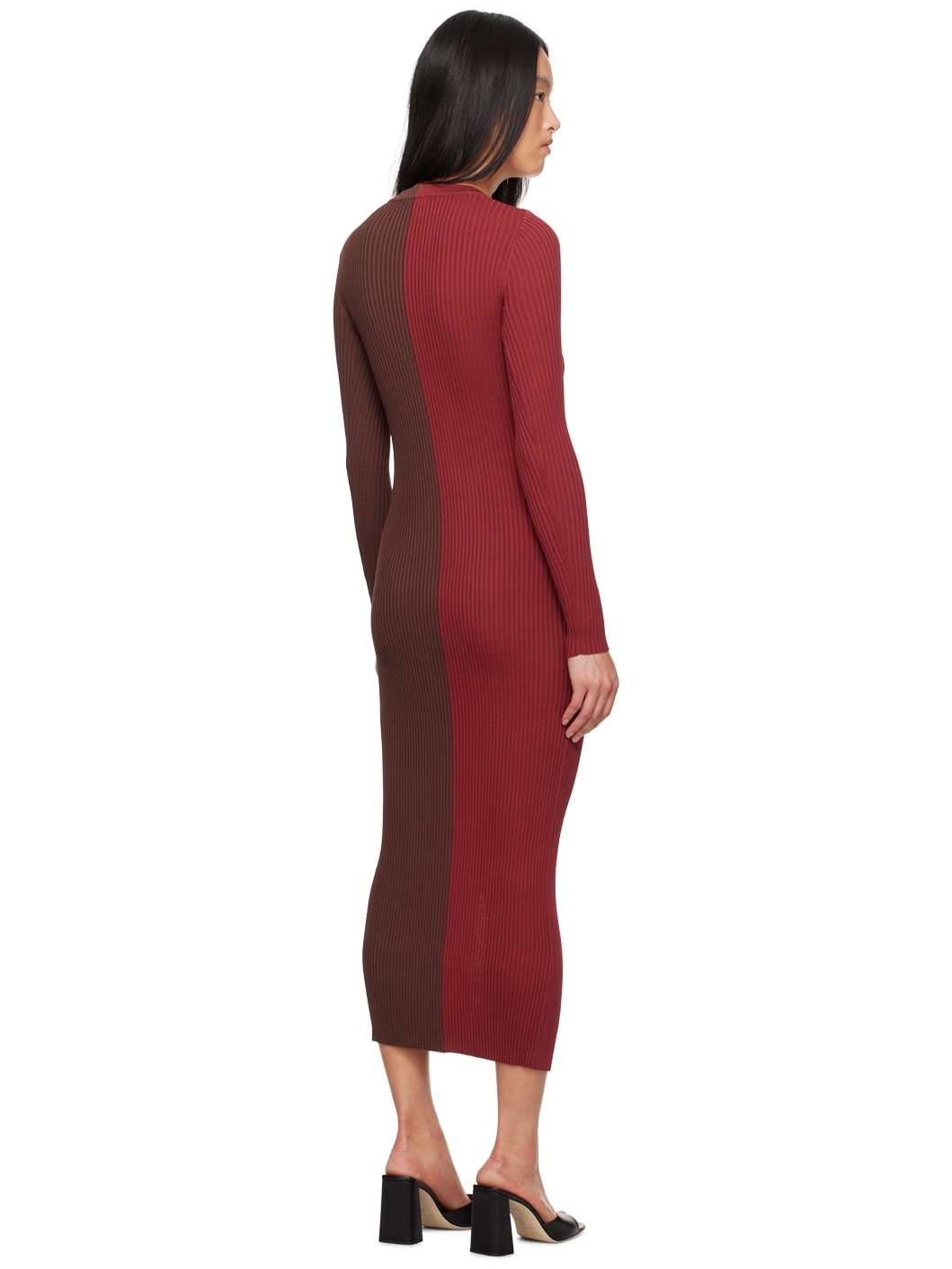 Red & Brown Shoko Midi Dress - 3