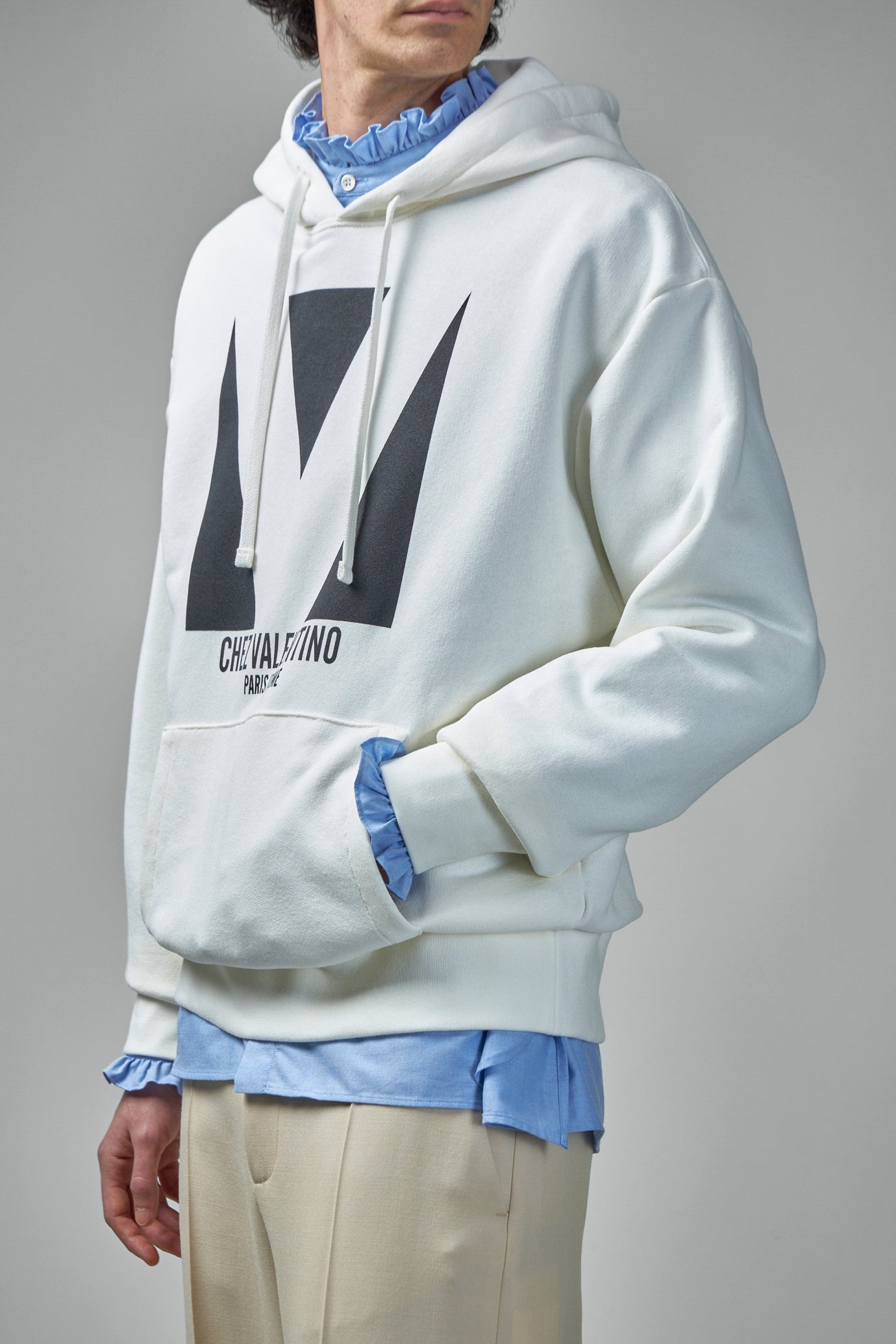 Cotton Hooded Sweatshirt with Chez Valentino Print - 4