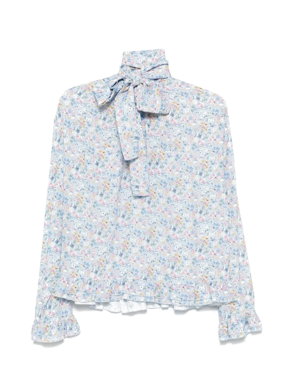 bow floral blouse - 1
