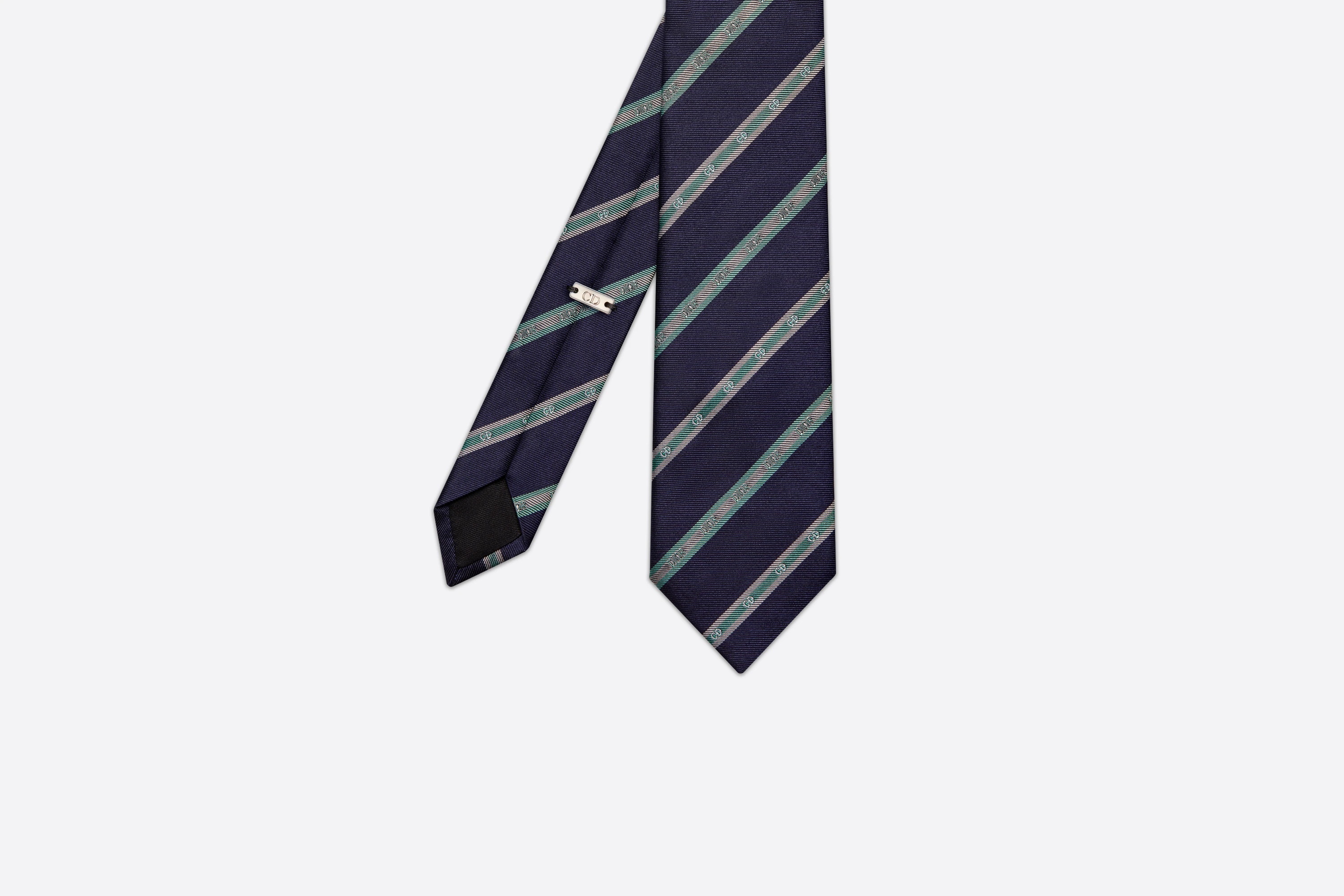 Striped Tie with 'Dior' and 'CD' Signatures - 4