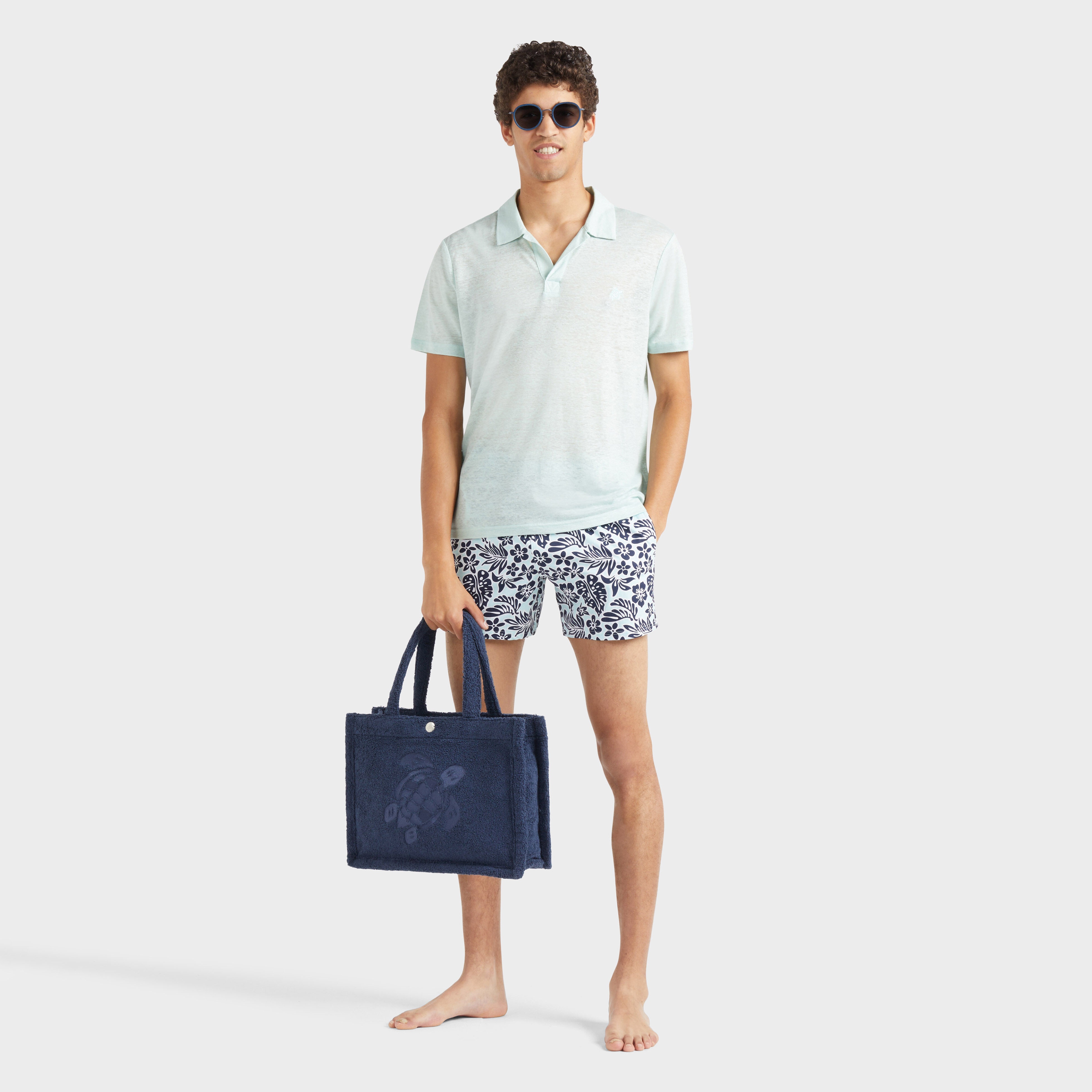 Men Stretch Short Swim Trunks Jungle Leaves - 5