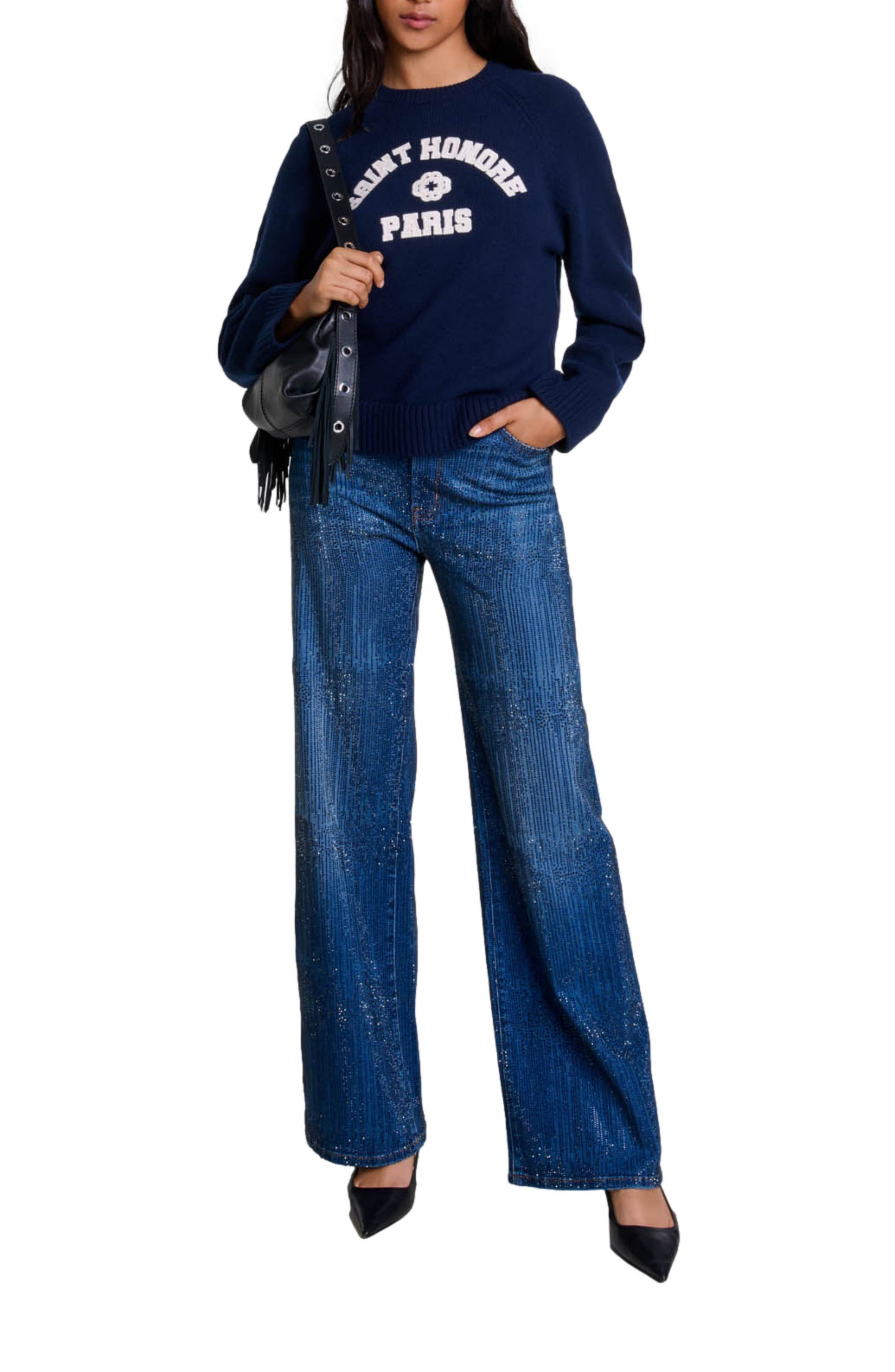 maje Rhinestone jeans in Blue at Nordstrom - 7