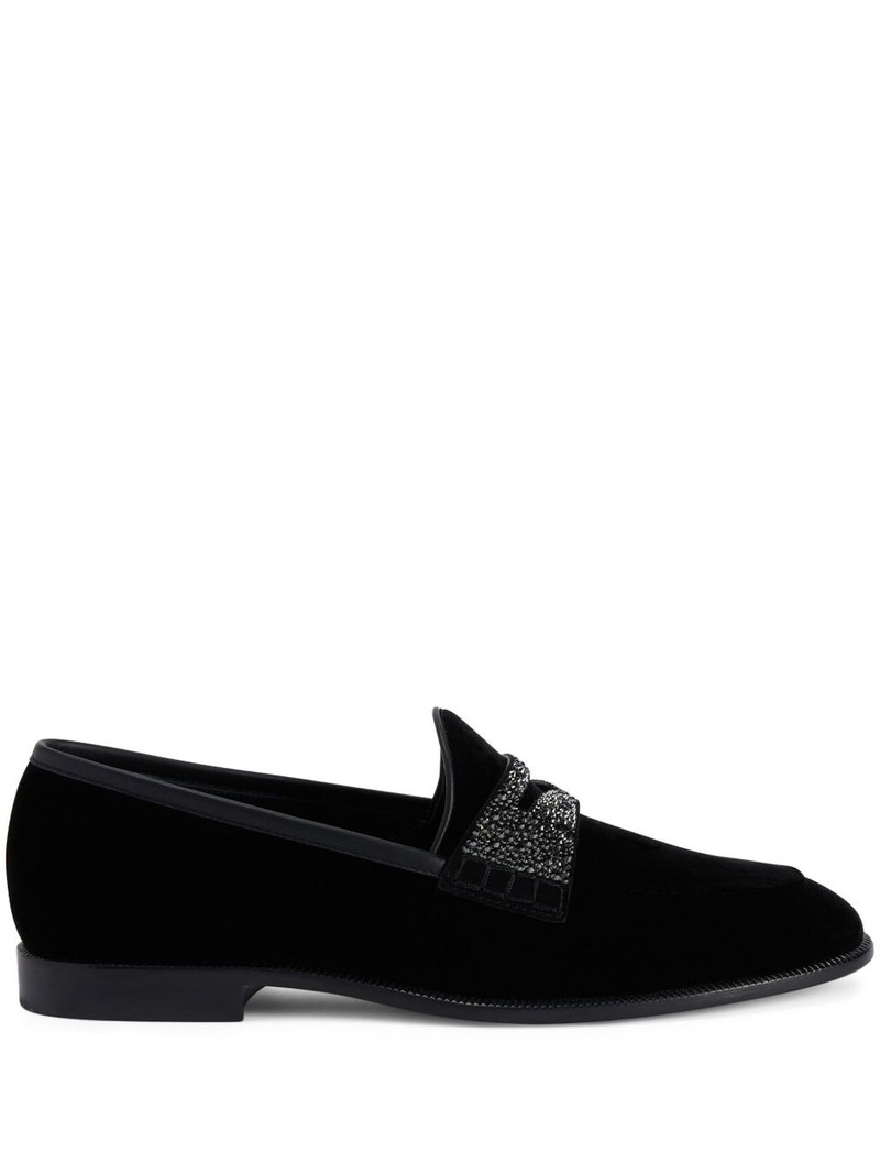 Ermy rhinestone-detail velvet loafers 1