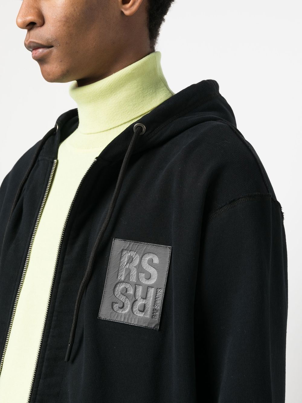logo patch zipped hoodie - 5
