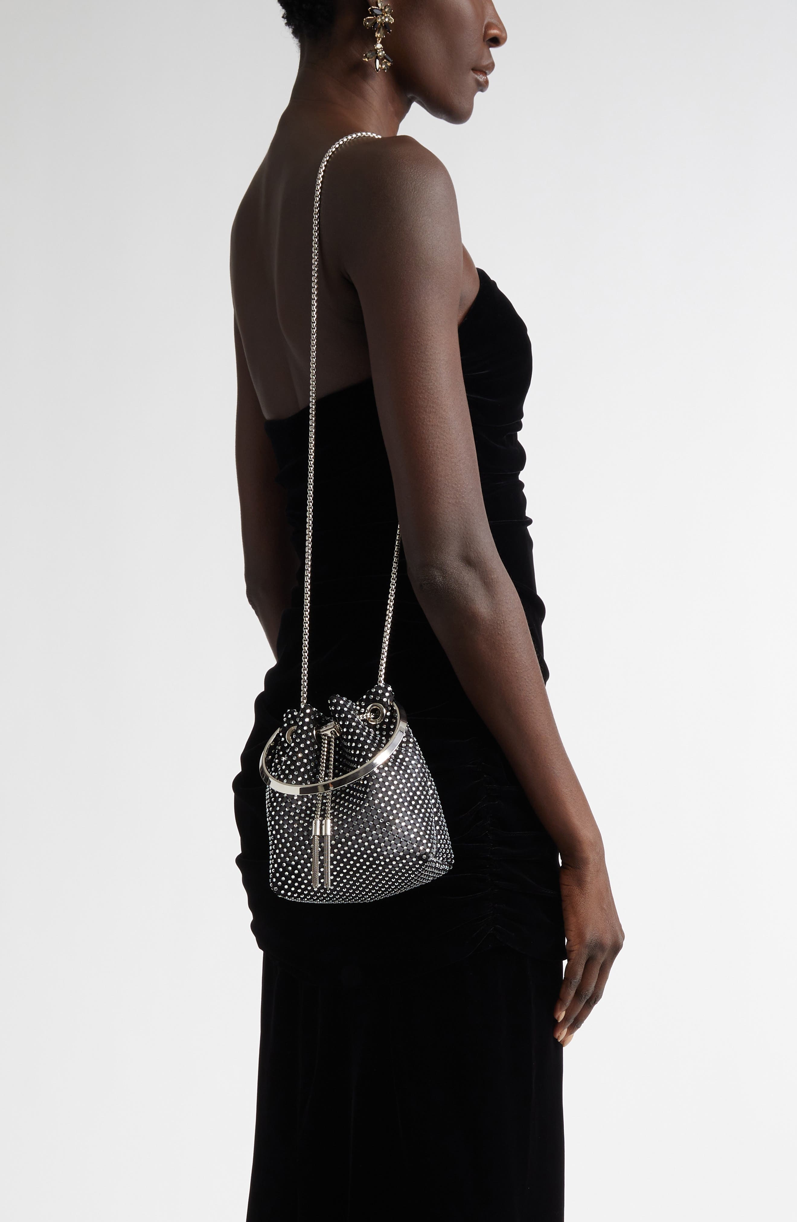 Jimmy Choo Bon Bon Crystal Mesh Pouch in Black/Crystal at Nordstrom - 2
