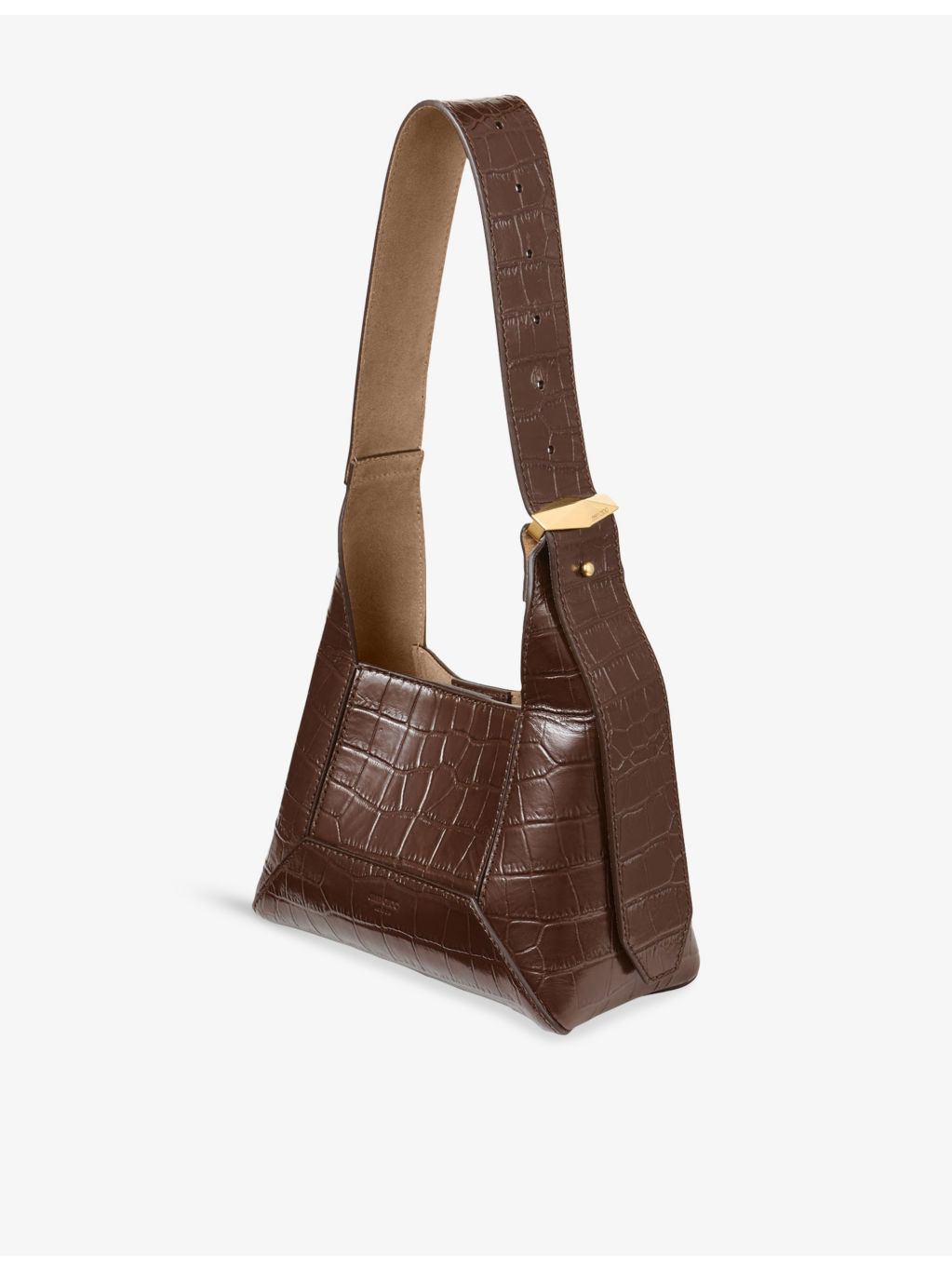 Diamond Hobo Small Crocodile-Embossed Leather Shoulder Bag - 5