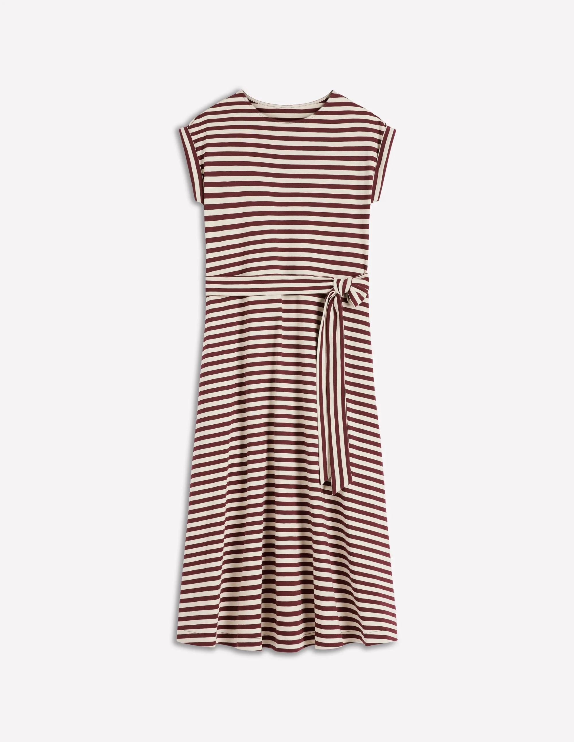 Eve Jersey Midi Dress-Deep Wisteria, Ivory Stripe - 1
