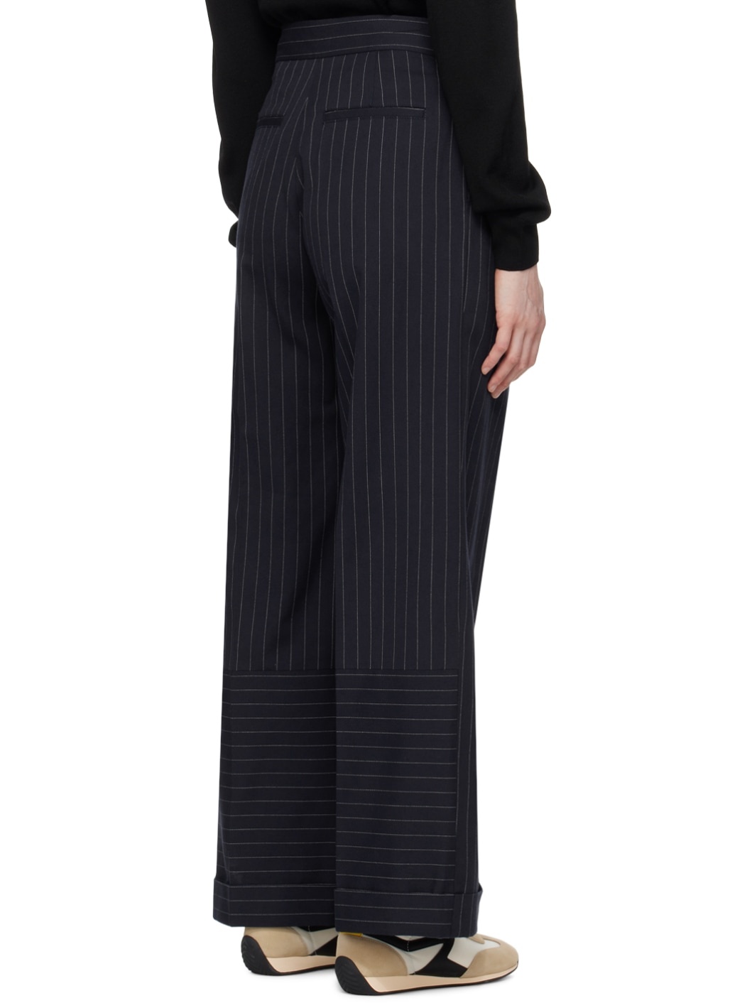 Navy Double Pleats Trousers - 3