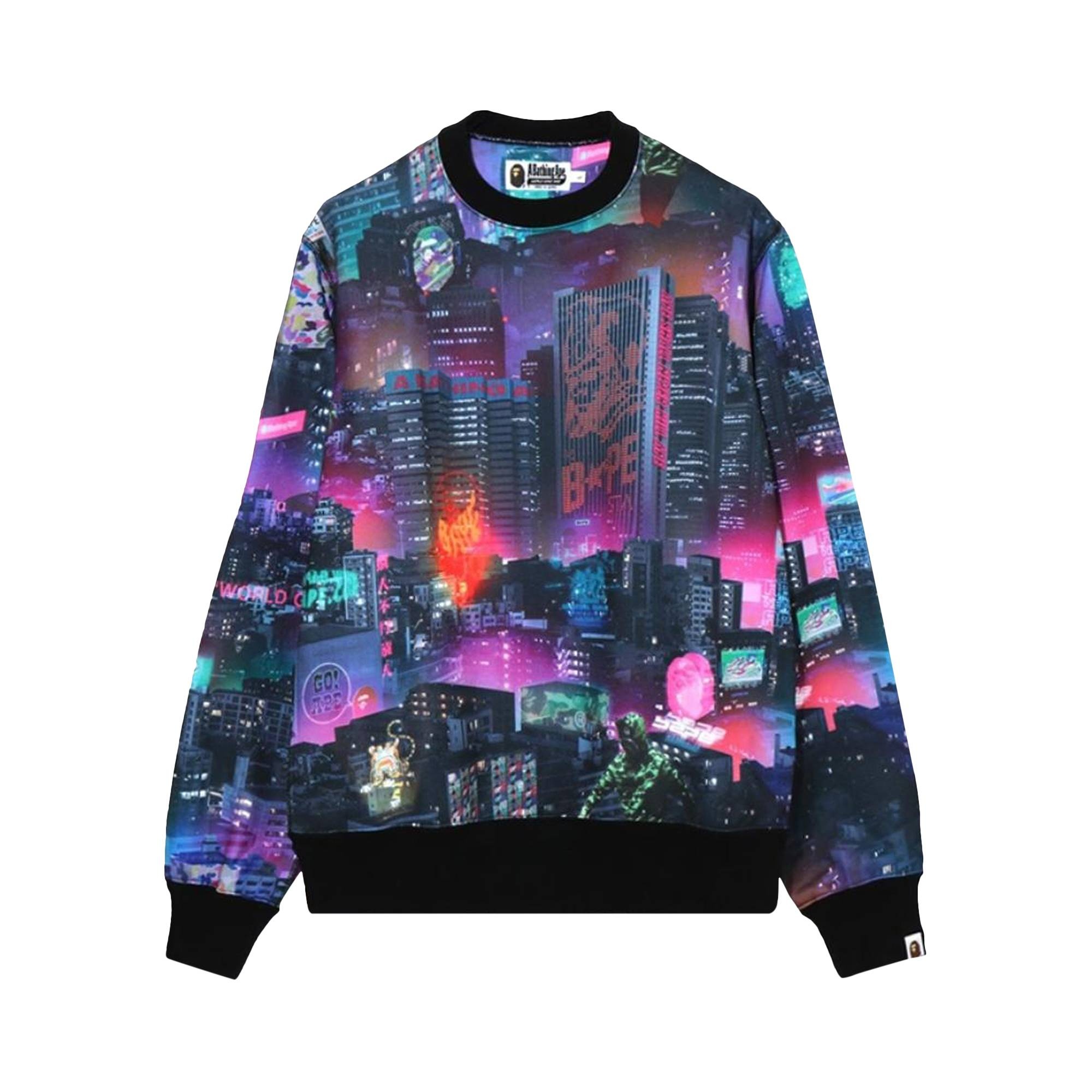 BAPE Neon Tokyo Crewneck 'Black' - 1