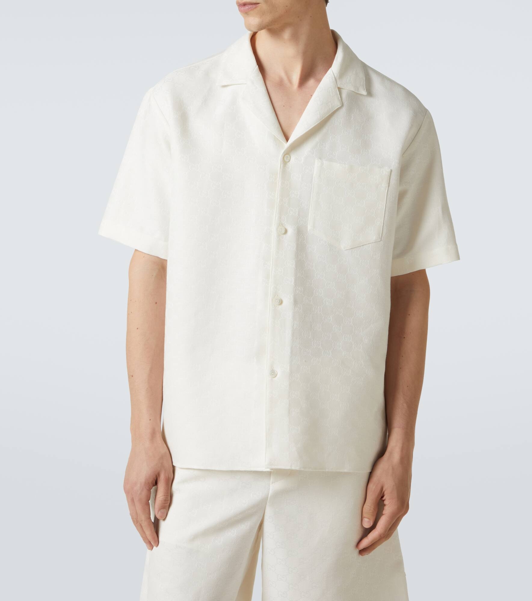 Linen-blend bowling shirt - 3