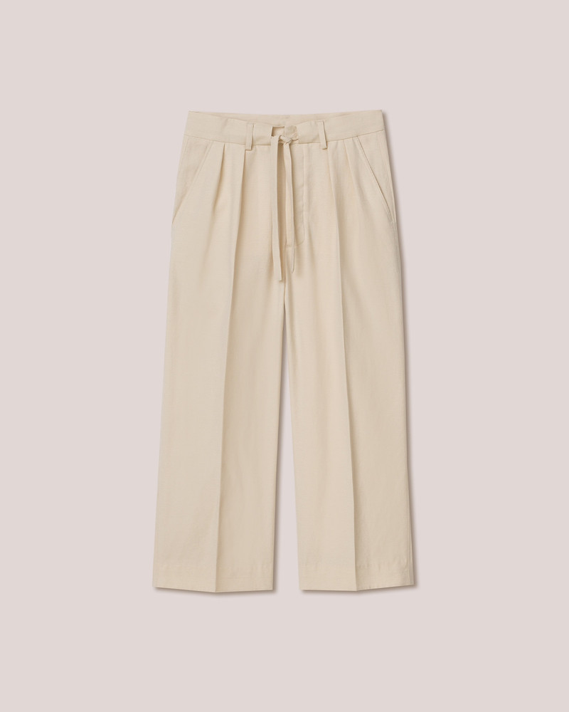 FLORIS - Slub-shirting wide-leg pants - Creme 1