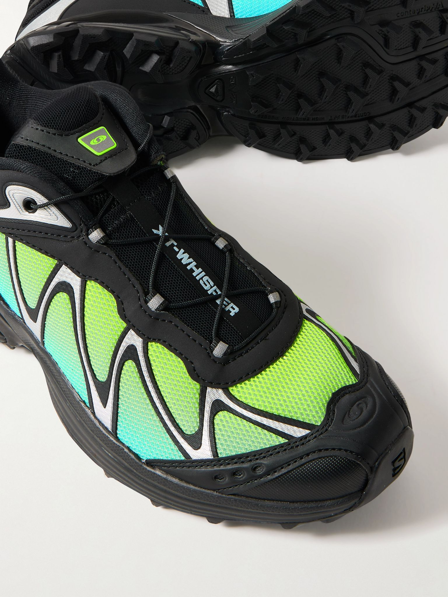 XT-WHISPER Rubber-Trimmed Mesh Sneakers Black - 5