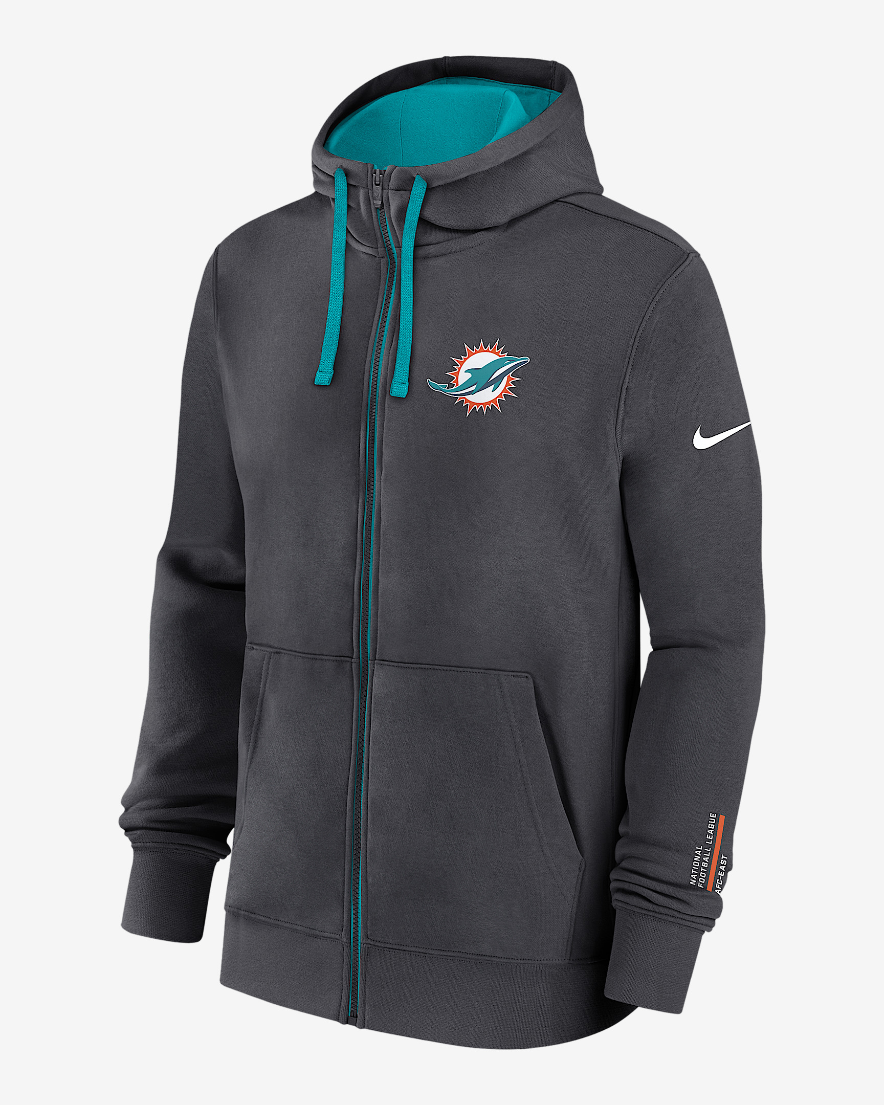 Miami Dolphins Playbook Page Club Men's Nike NFL Full-Zip Hoodie - 1
