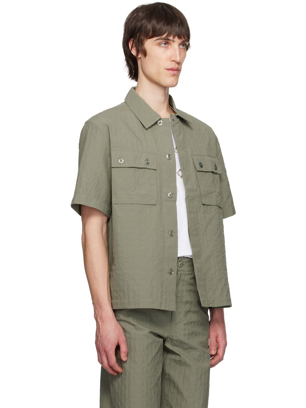 Khaki Textured Monogram 72 Shirt - 2