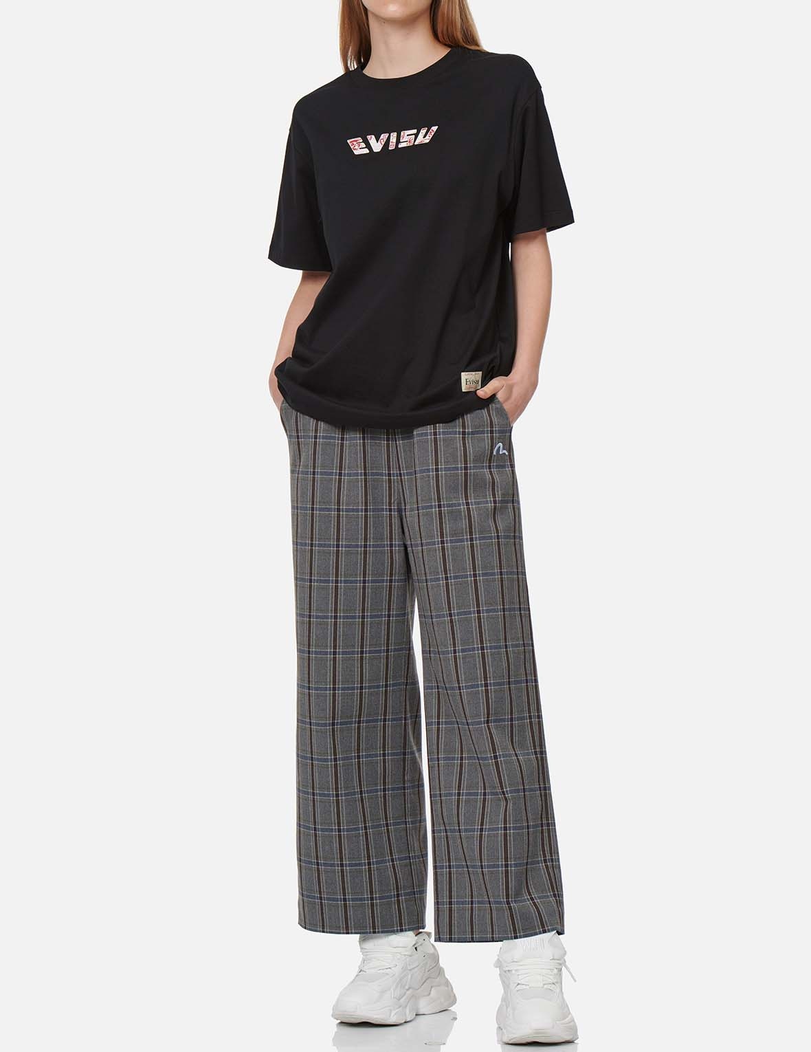 CHECKED WIDE-LEG PANTS - 6