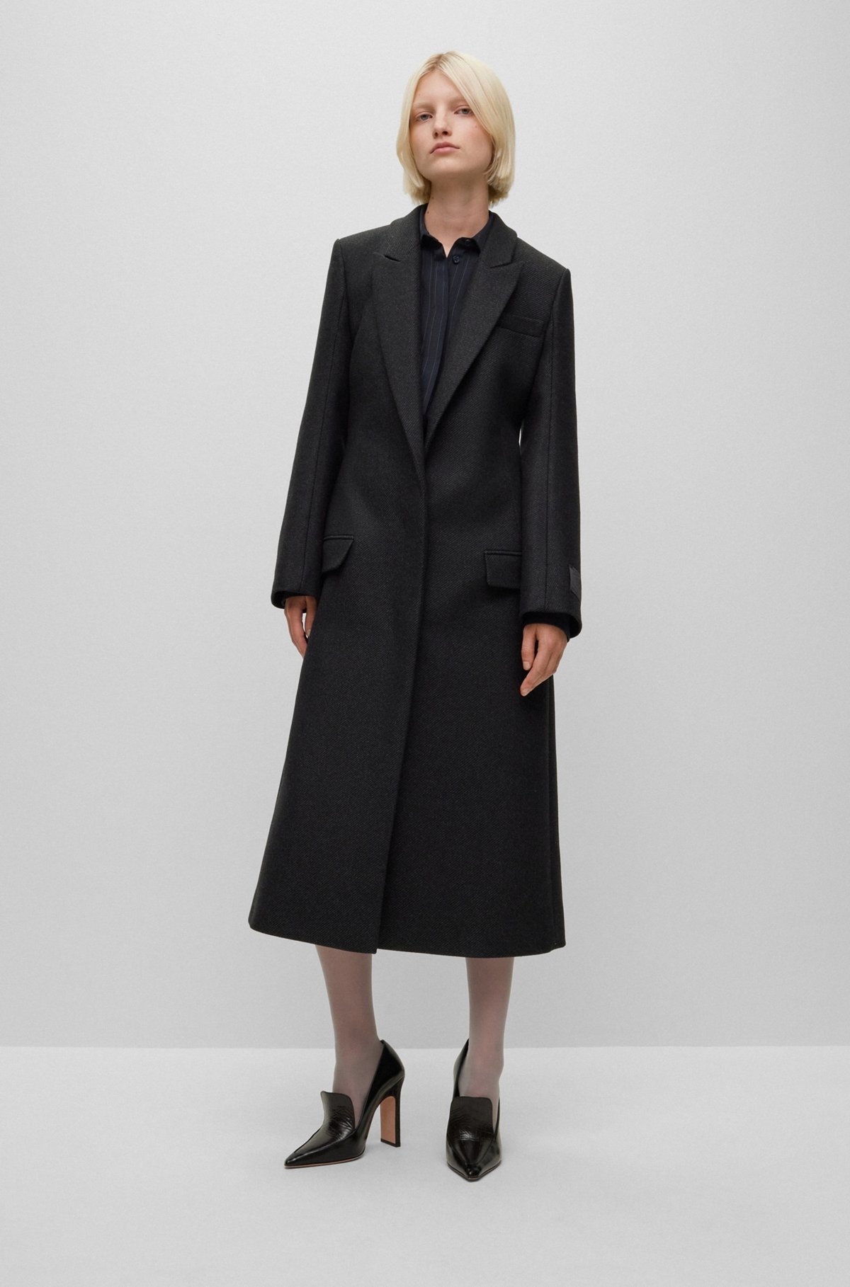 WOOL-BLEND TAILORED COAT WITH BACK ZIP DETAIL - 2