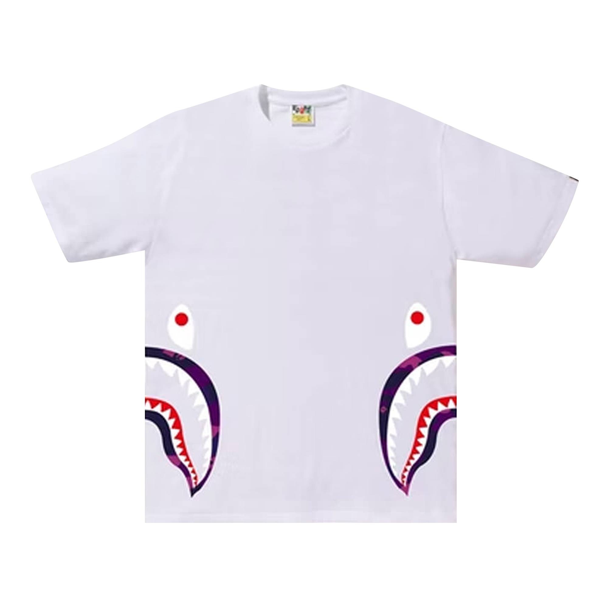 BAPE Color Camo Side Shark Tee 'White/Purple' - 1