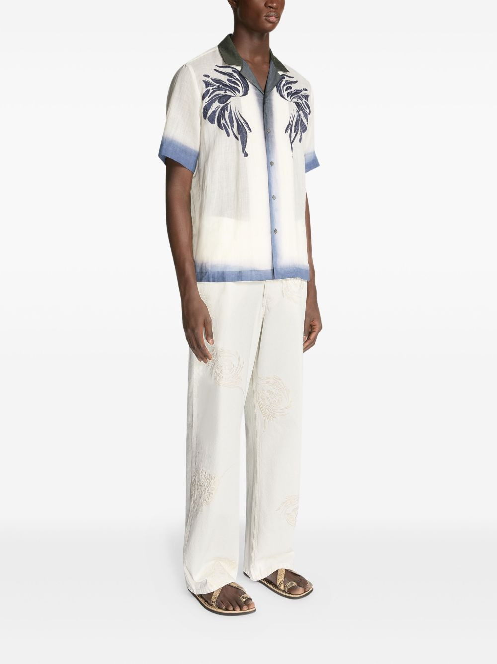wing-embroidery short-sleeve shirt - 3