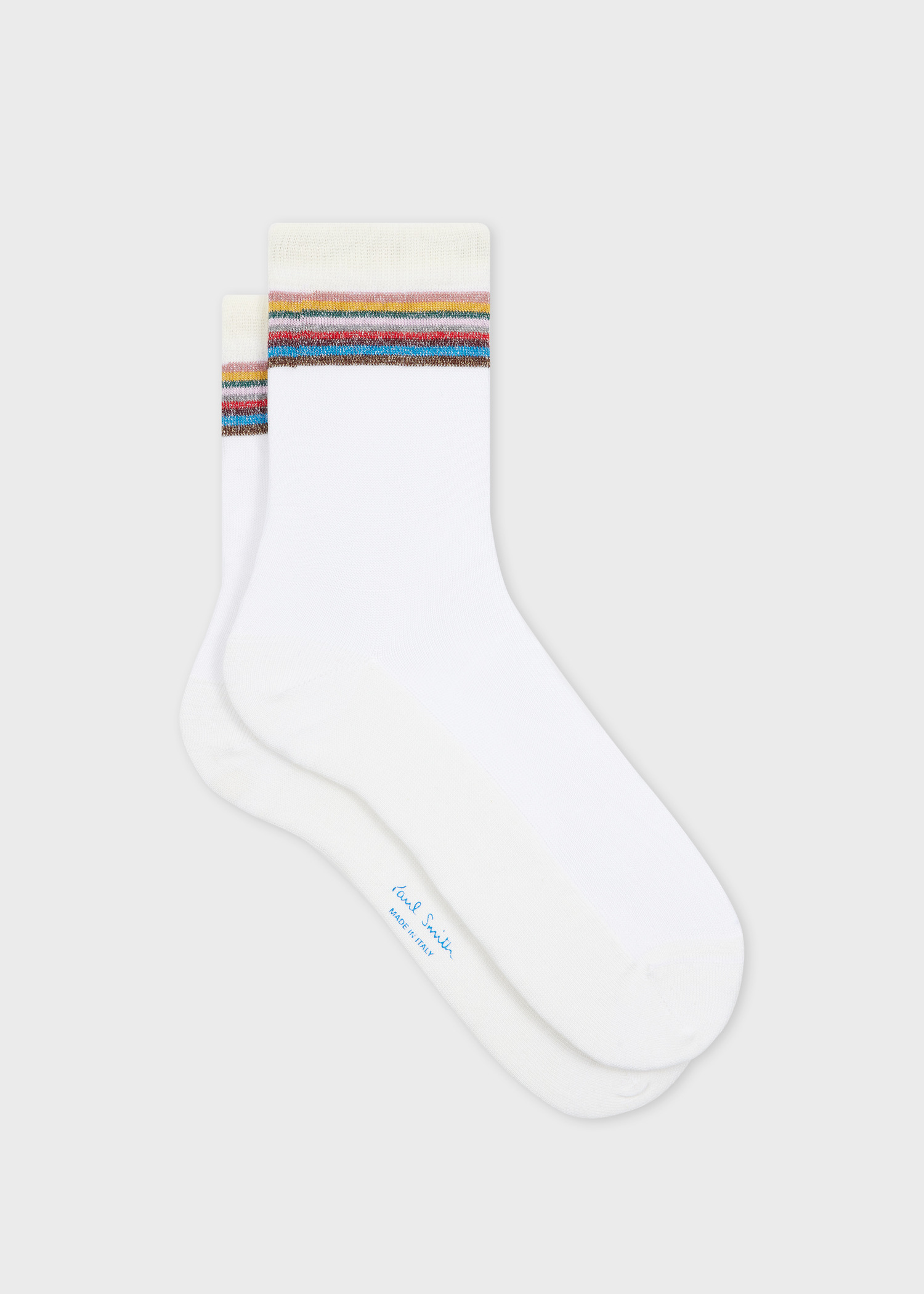 Women's White Sheer 'Signature Stripe' Socks - 1
