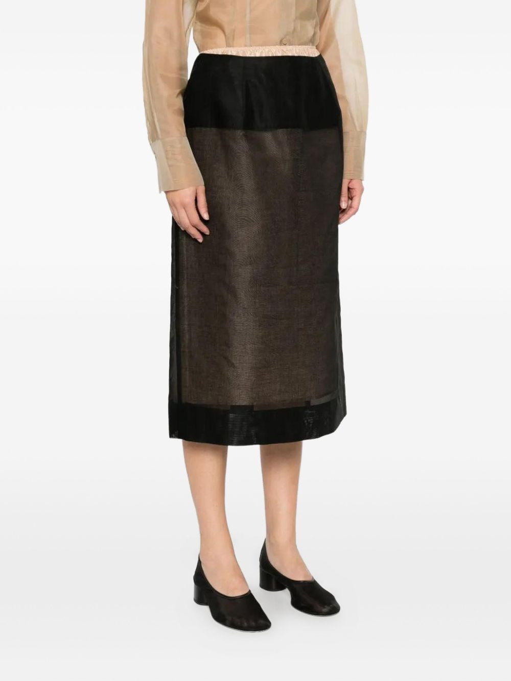 sheer panelled straight midi skirt - 3