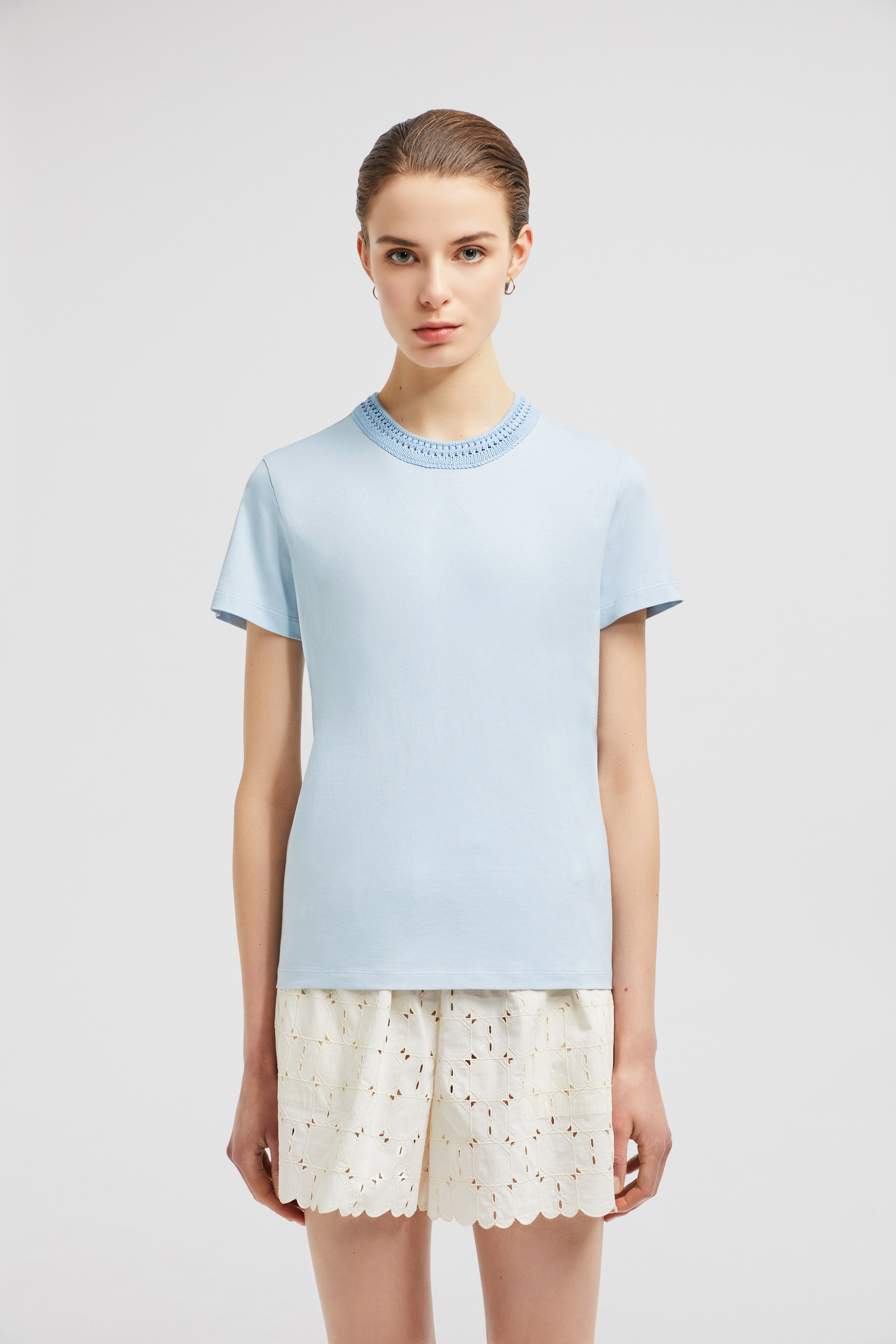 Crochet Accent Cotton T-Shirt - 3