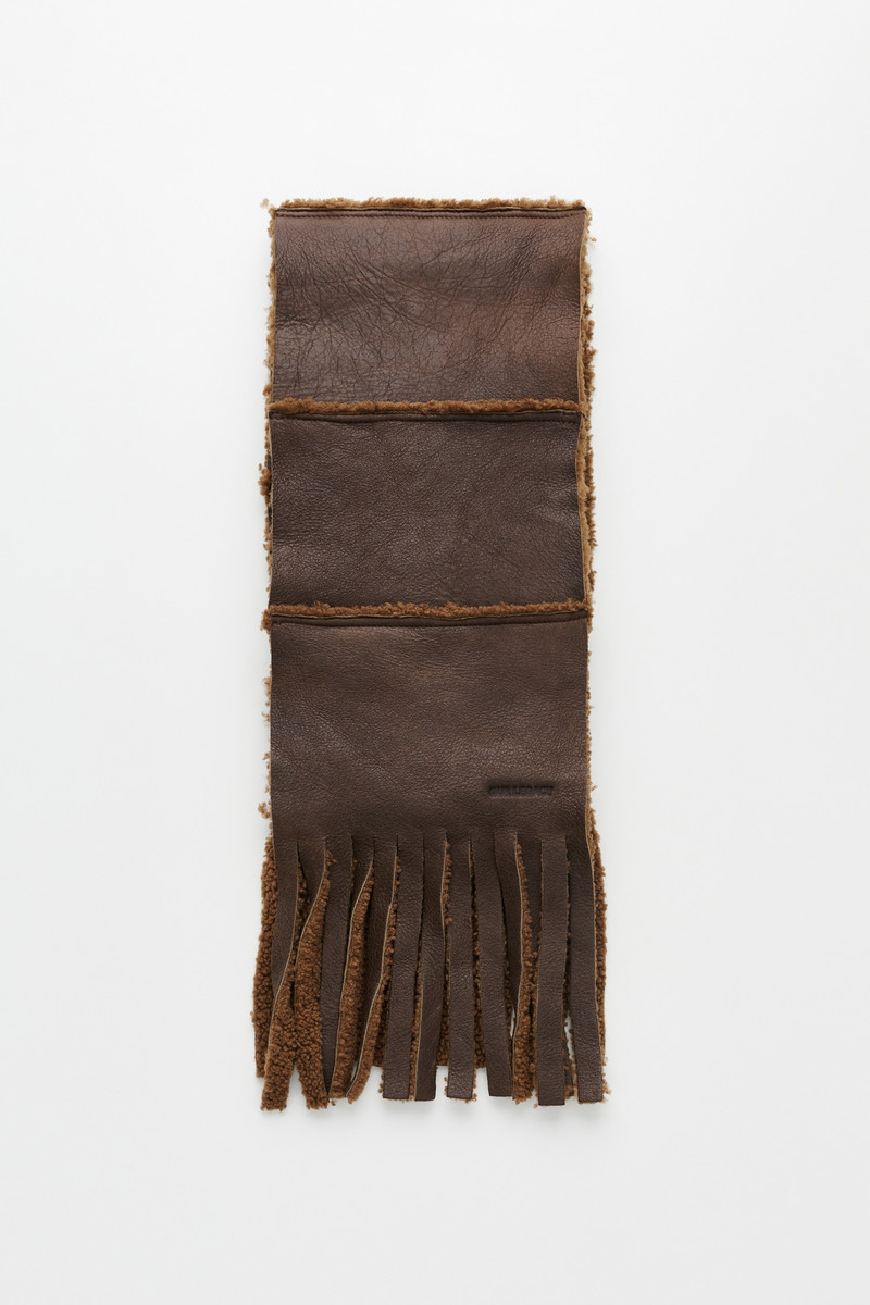 Shearling Scarf Rustic Grain Brown Shearling 1