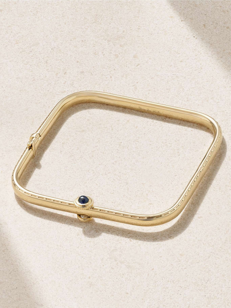 Jonc Gousset 9-karat gold, sapphire and diamond bracelet Gold - 1