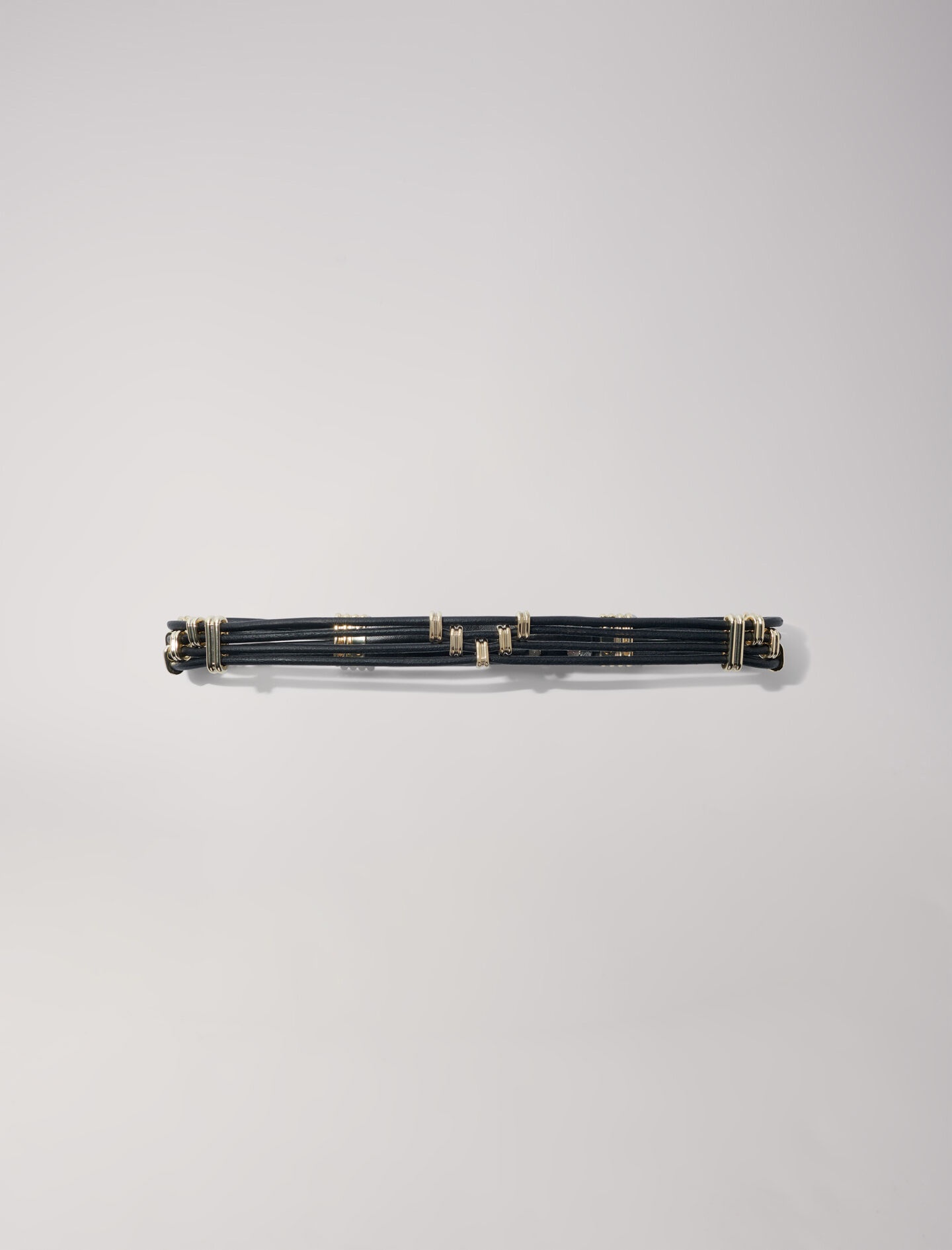 Mixed metal and leather belt - 7