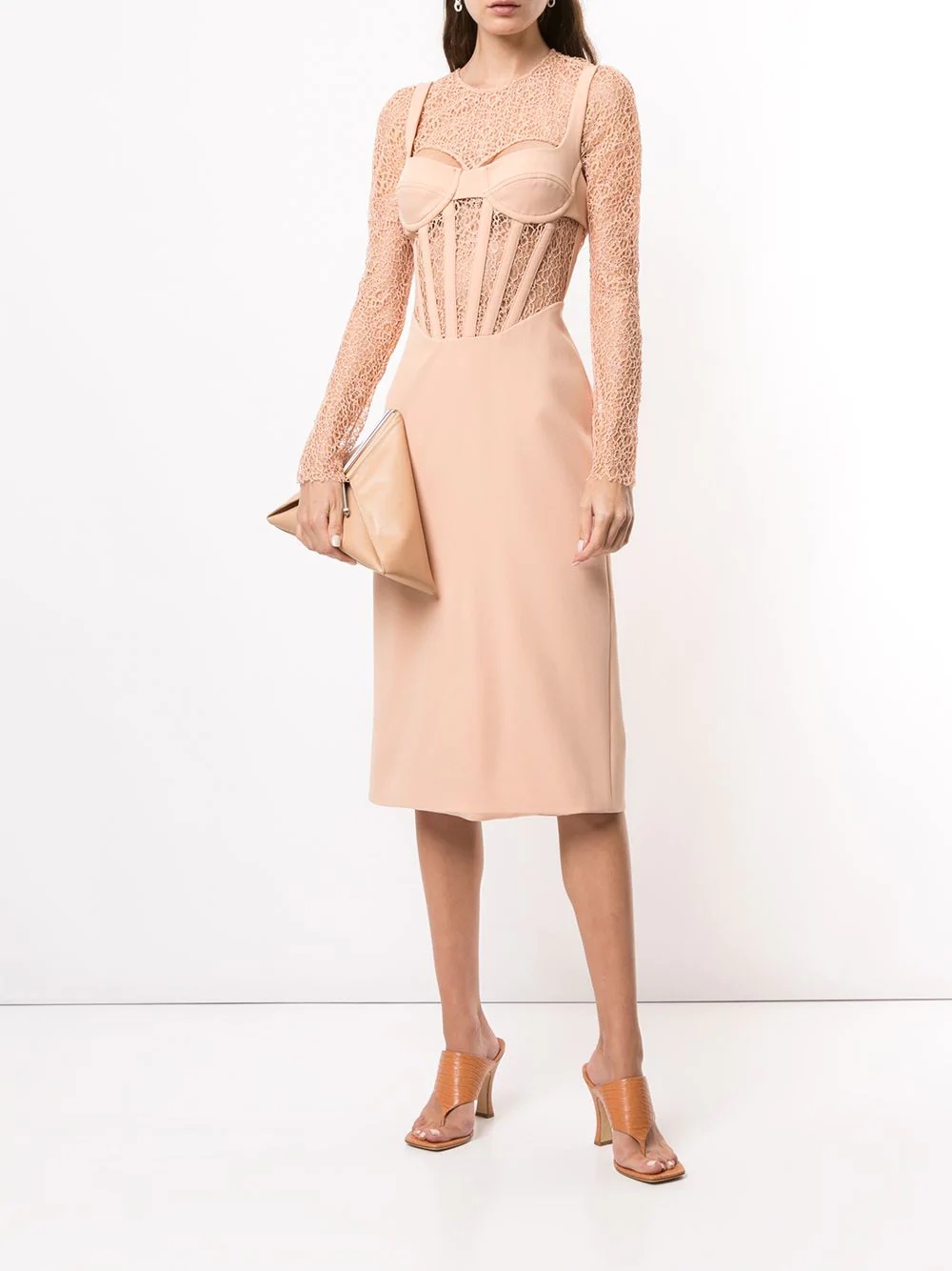 contour corset long sleeve dress - 2