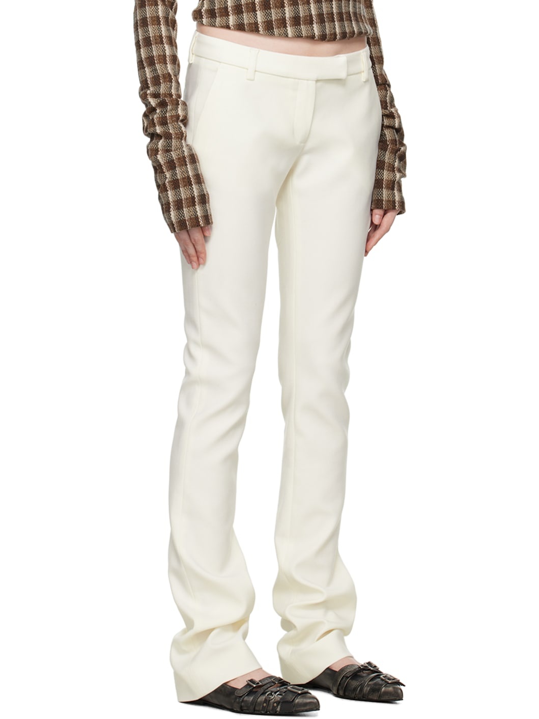 White Wool Trousers - 2