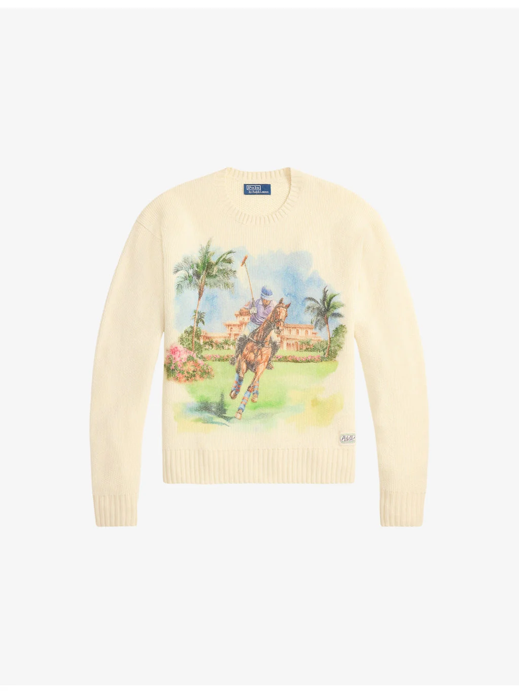 Graphic-Print Crewneck Cashmere Jumper - 1