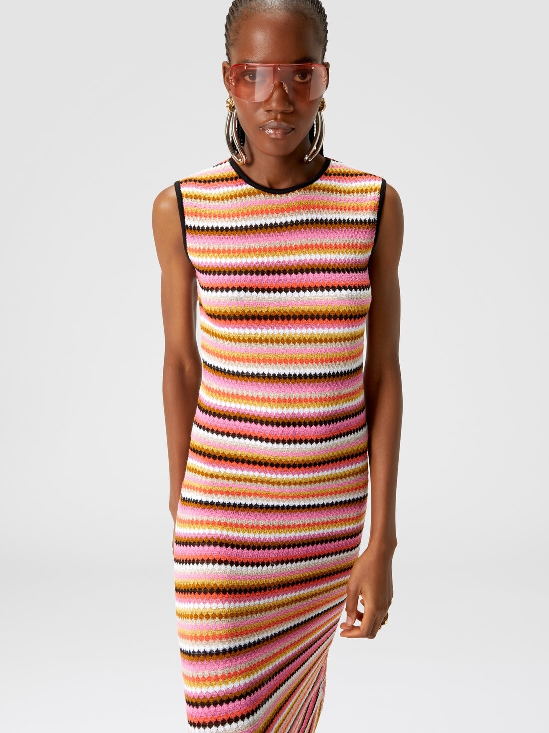 Sleeveless midi dress in striped wool and viscose - 4