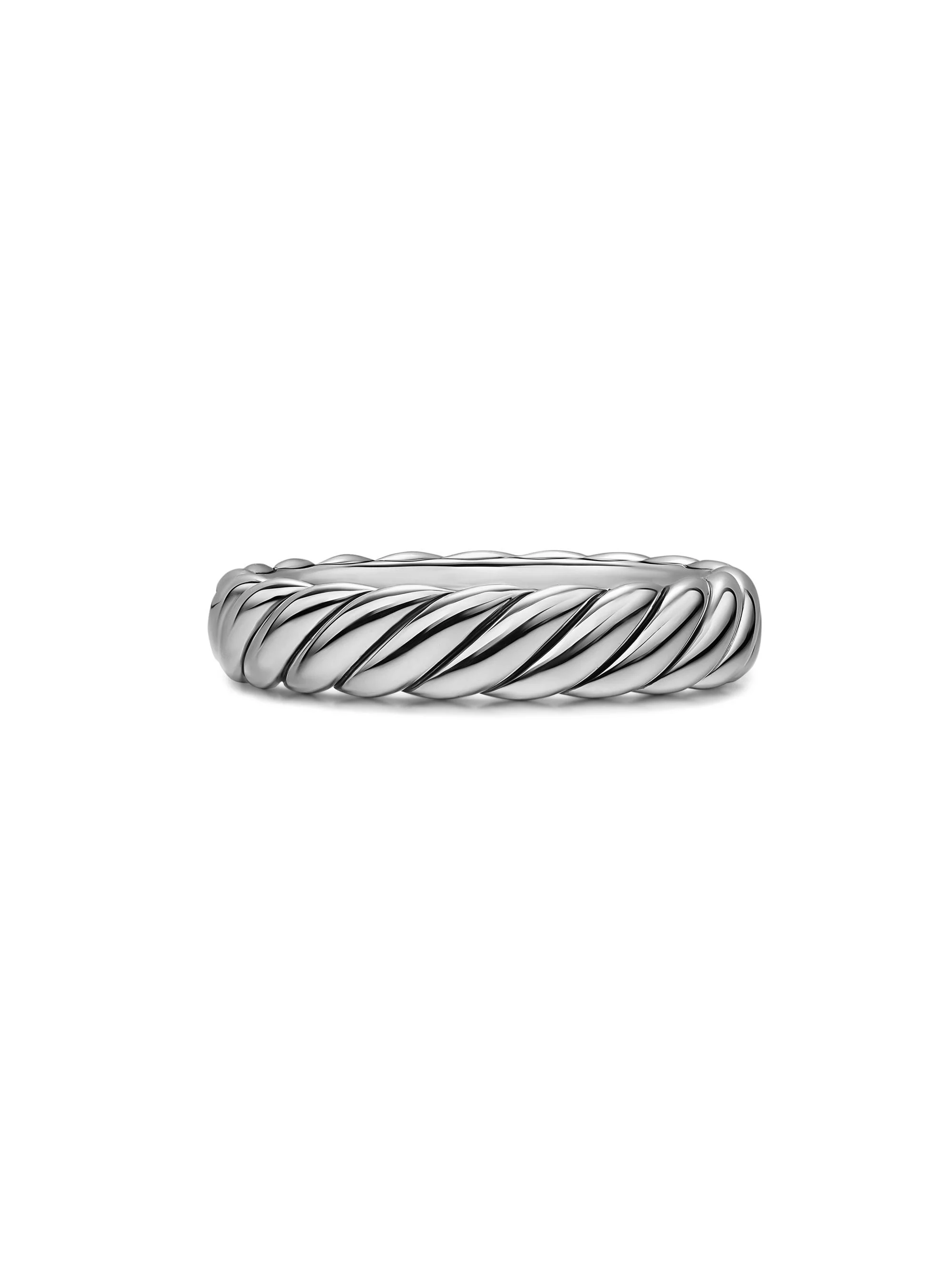 Women's Sculpted Cable Band Ring in Sterling Silver, 4.6MM - Silver - 1