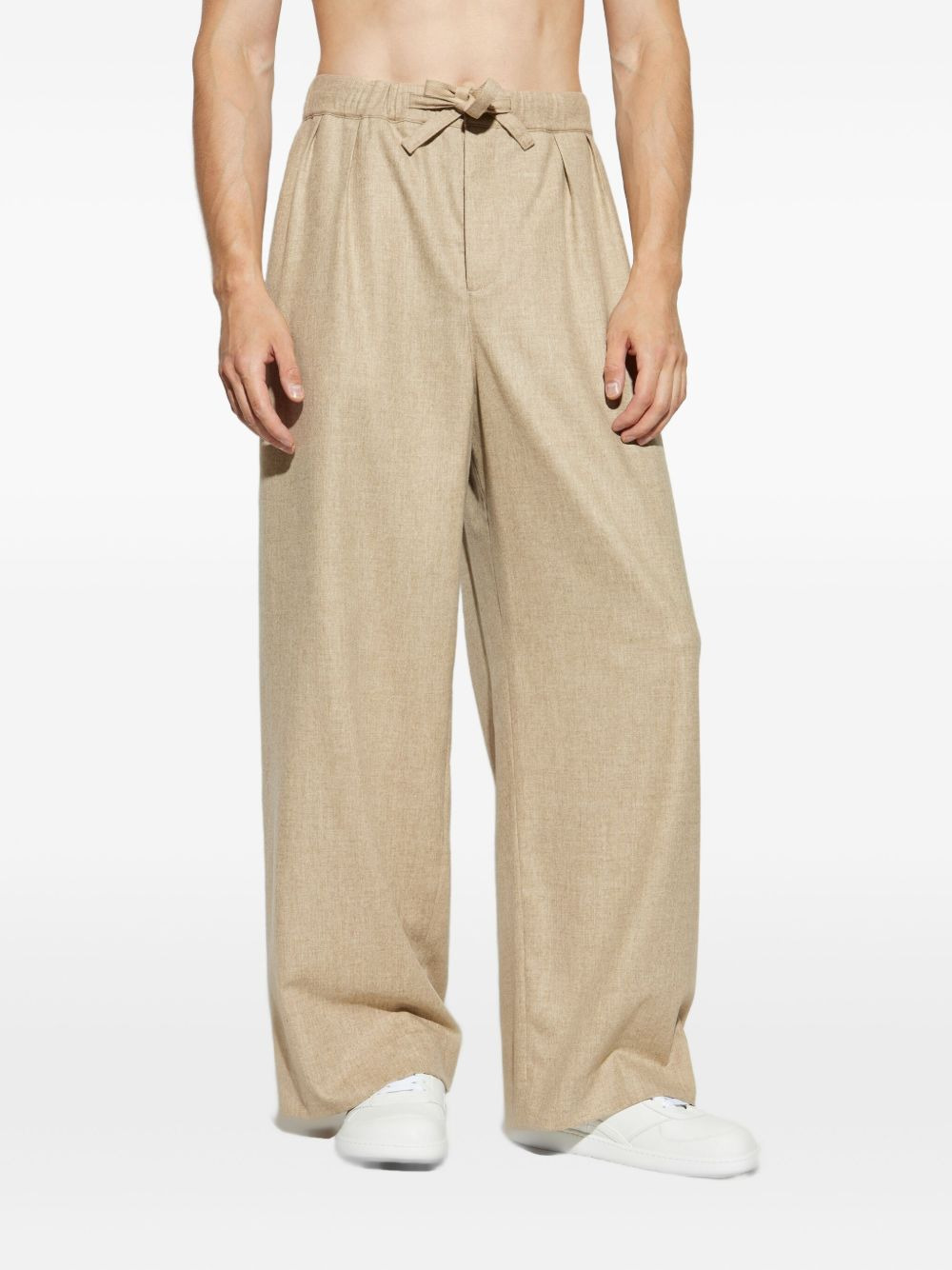 drawstring-waist wool trousers - 3