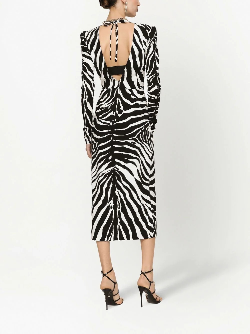zebra-print long-sleeve dress - 4