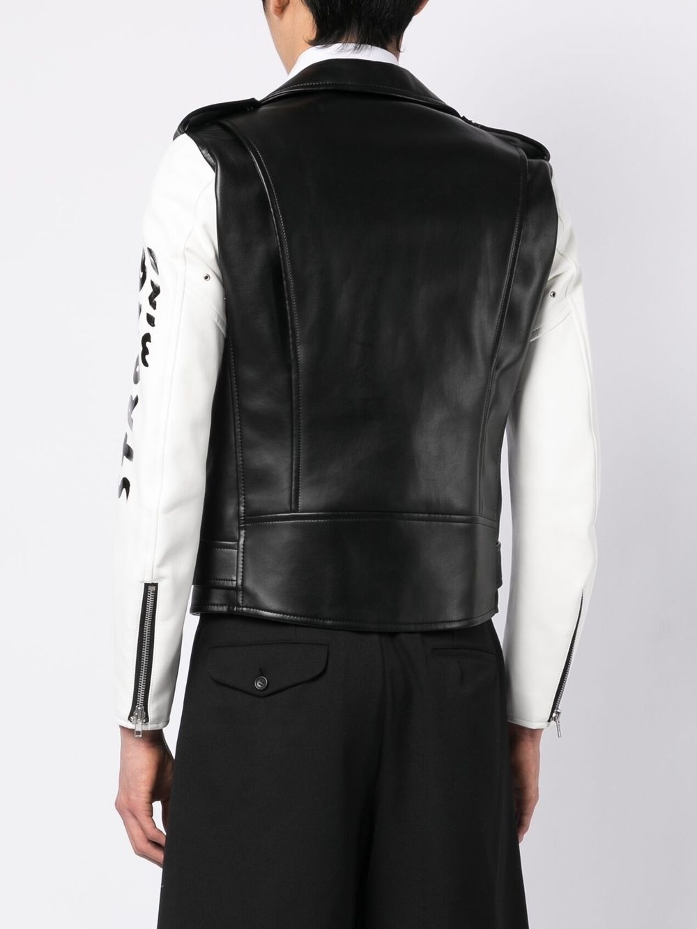 CONTRASTING-SLEEVES BIKER JACKET - 3