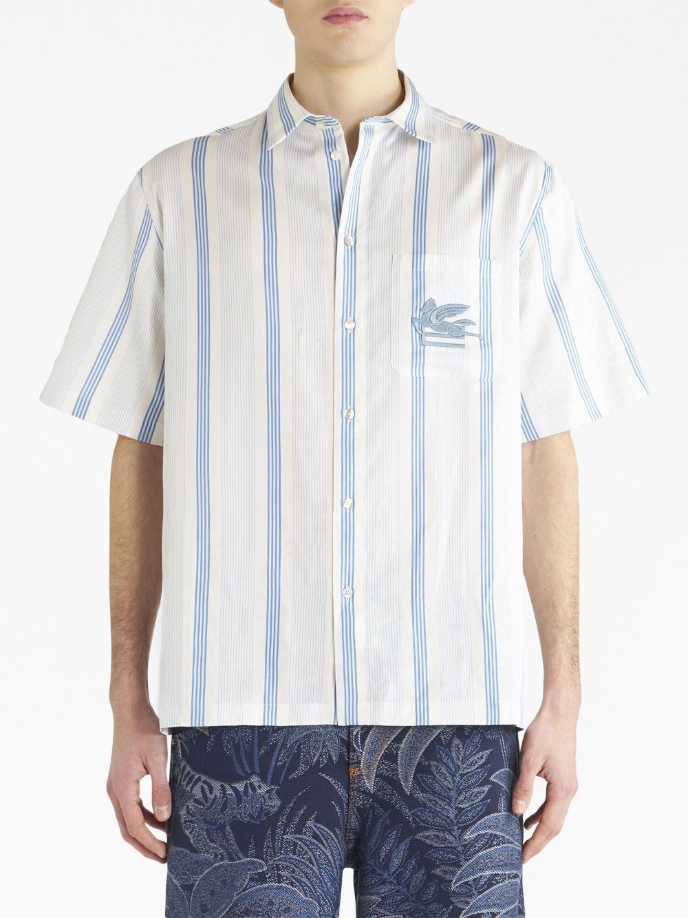 Pegaso logo-embroidered cotton shirt - 2