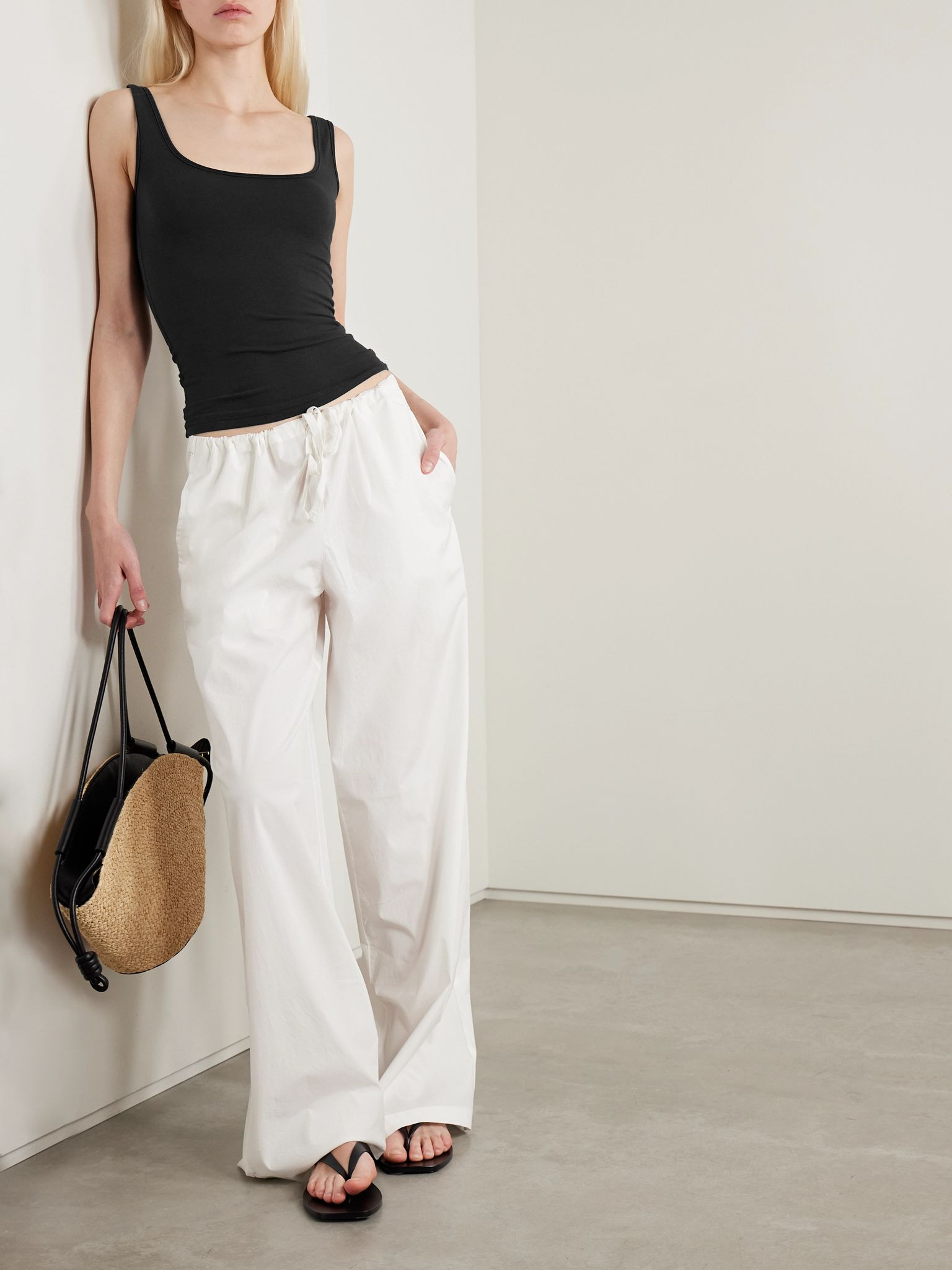 Cotton-blend jersey tank - Soot Black - 2