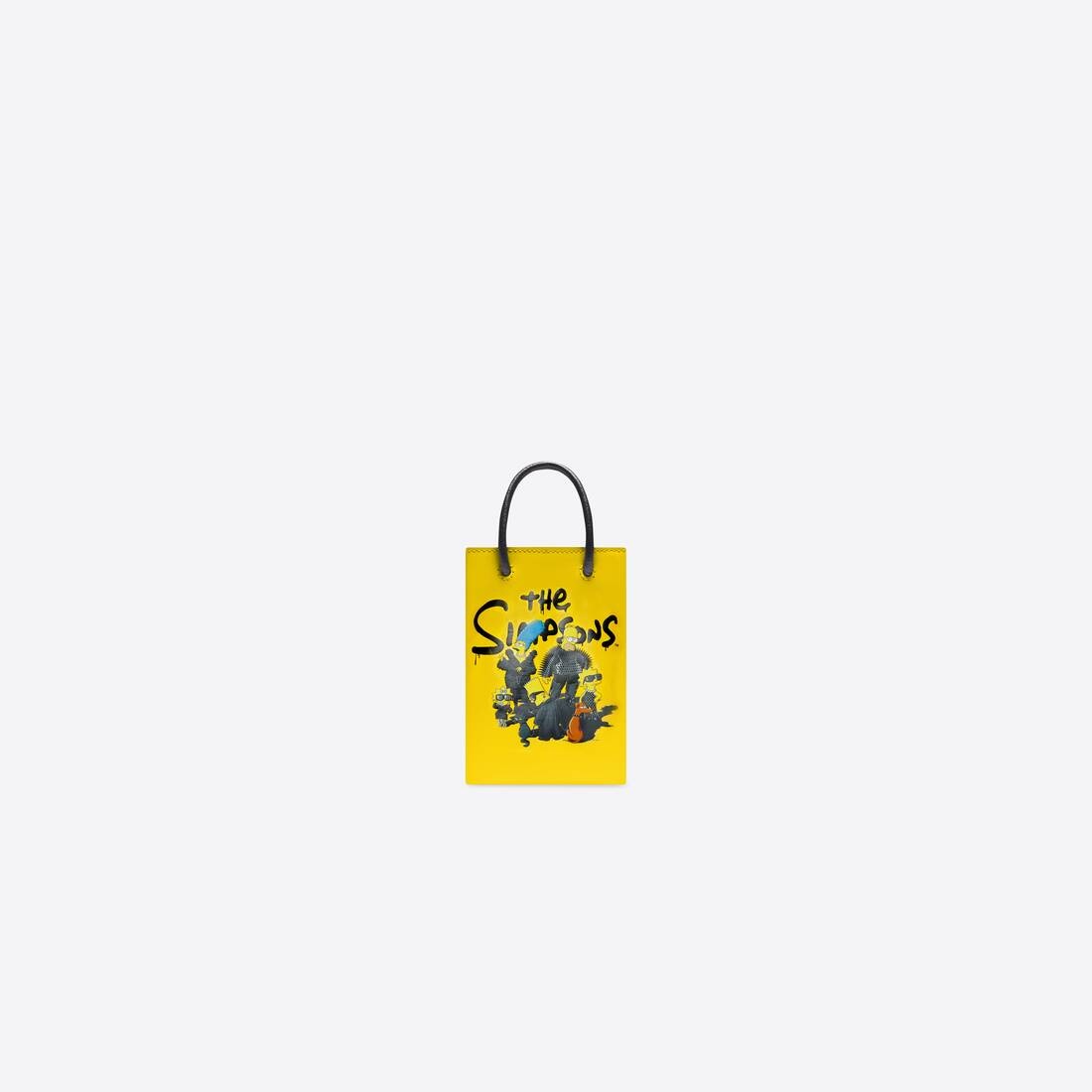 The Simpsons Tm & © 20th Television Mini Shopping Bag In Shiny Box Calfskin in Yellow - 1