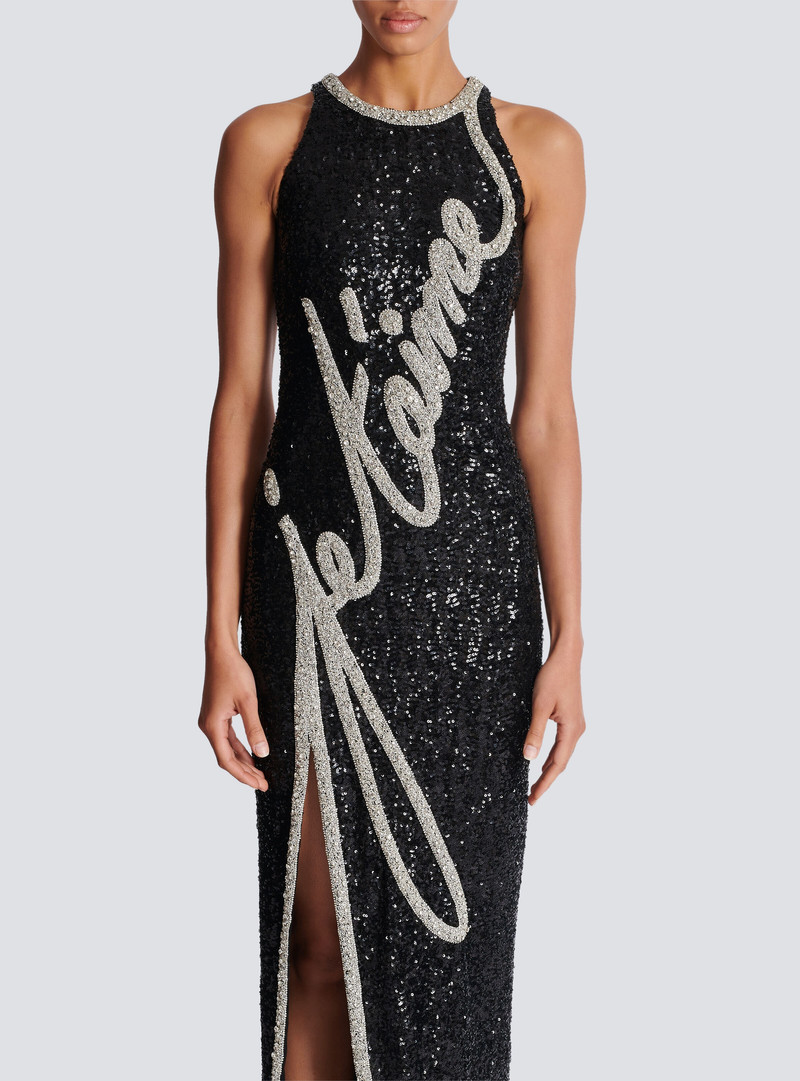 Long "Love Letter" embroidered sequin dress 5