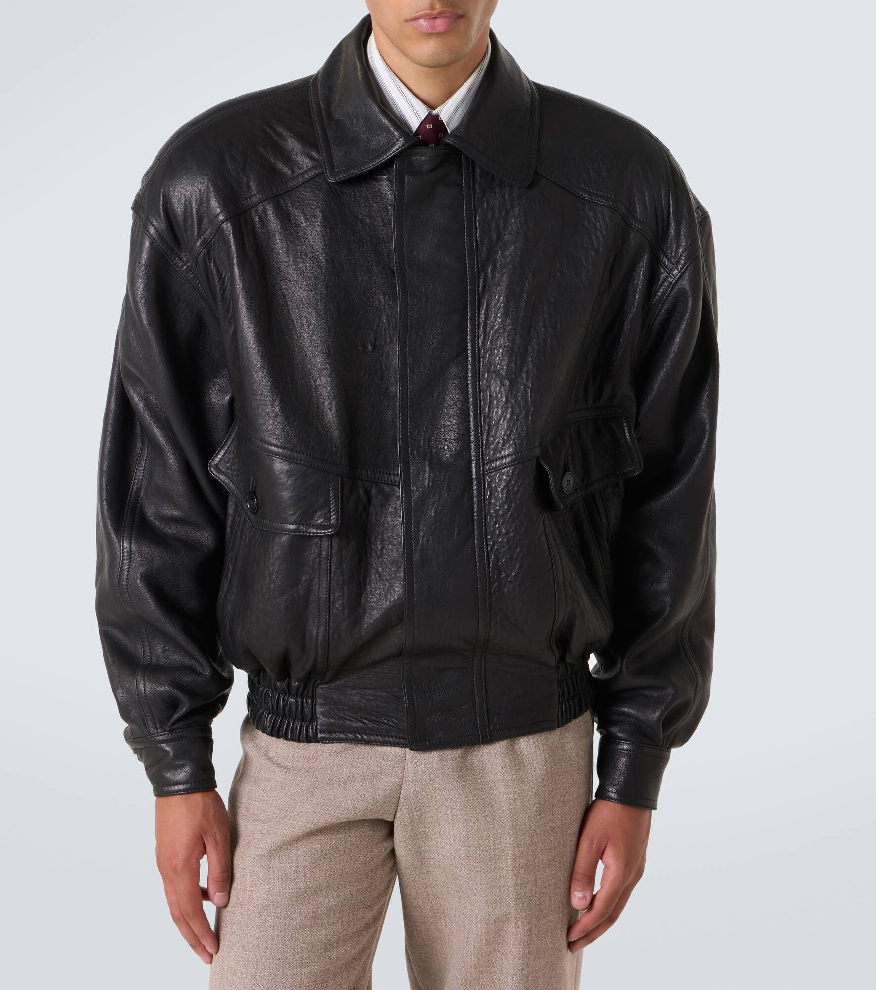 Leather bomber jacket - 3